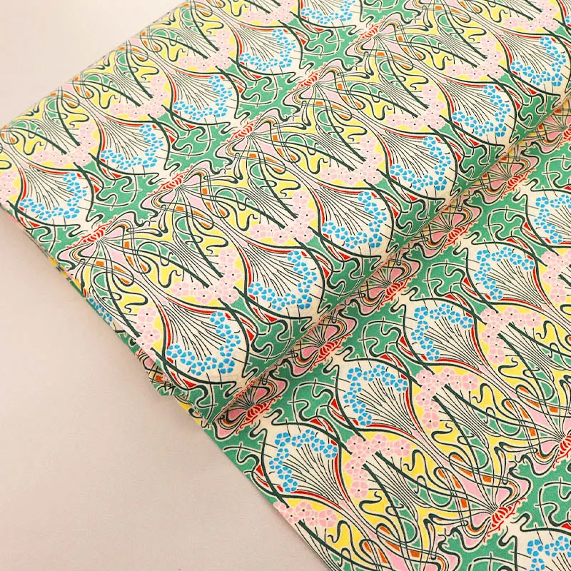 Dressmaking Cotton Lawn Fabric - Ian - Pink and Green