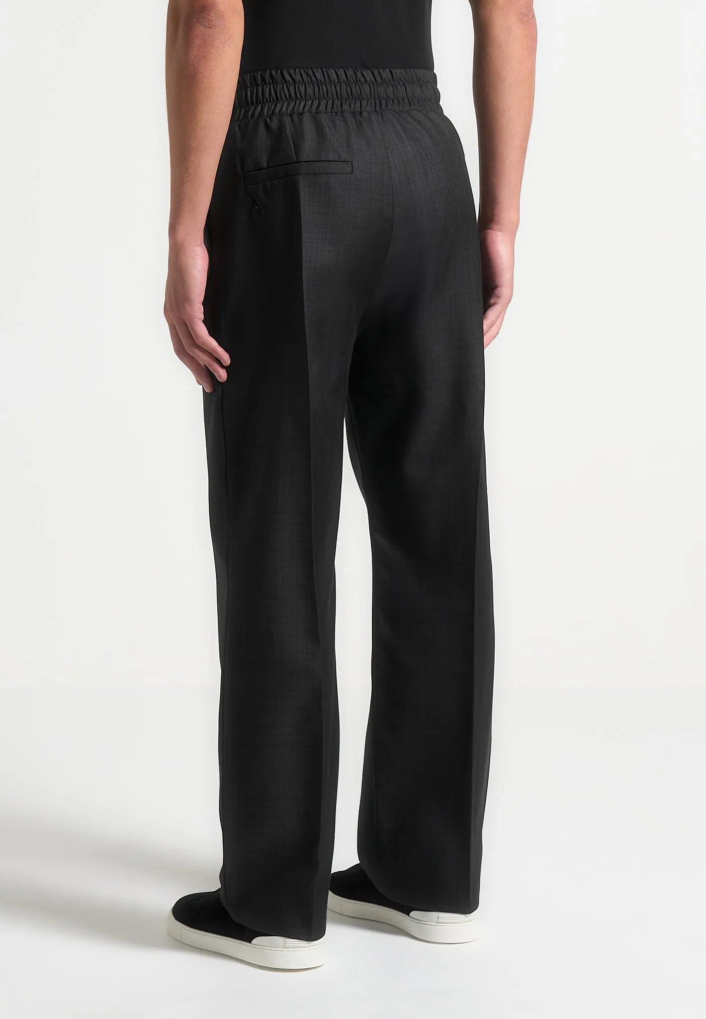 Elasticated Tailored Crease Trousers - Black