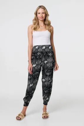 Elephant Print Relaxed Harem Pants