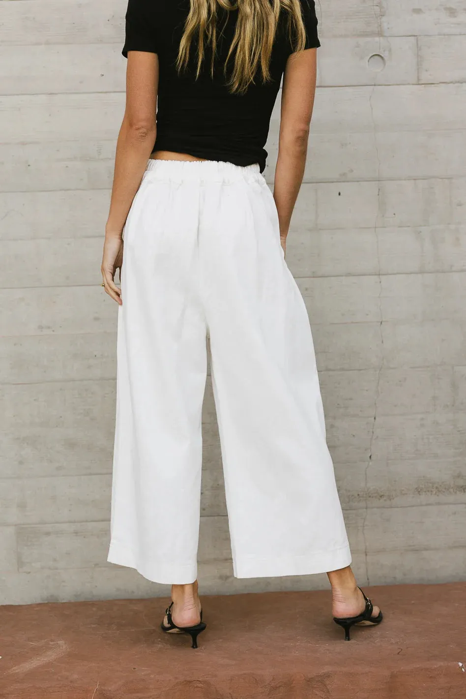 Elke Button Slacks in White - FINAL SALE