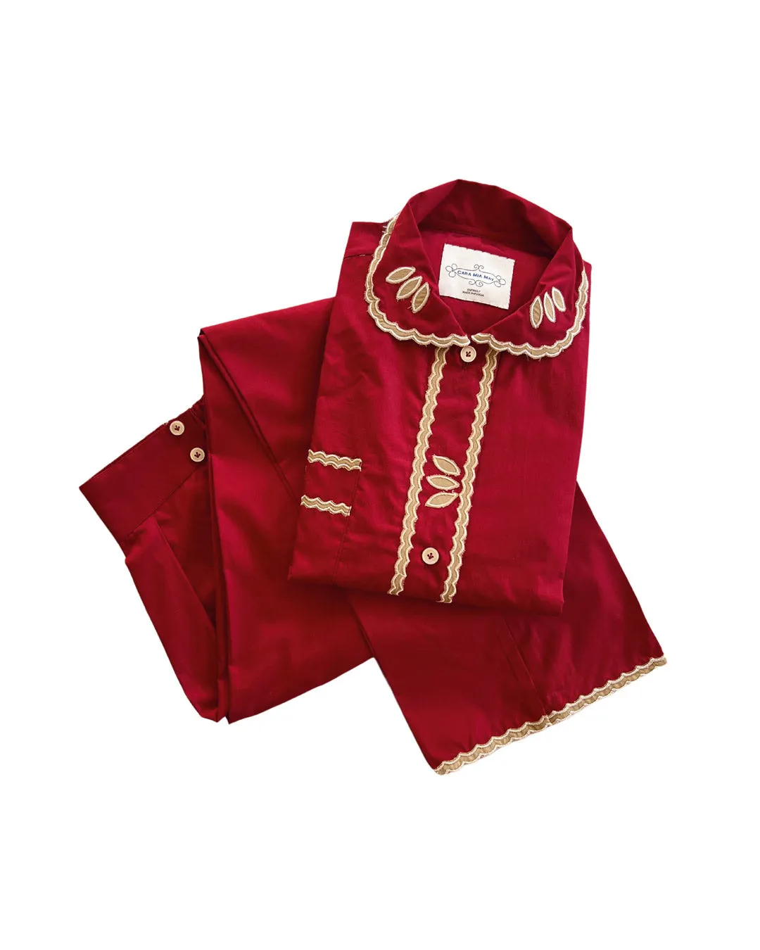 Embroidered Luxury Pyjamas Set - Terra cotta