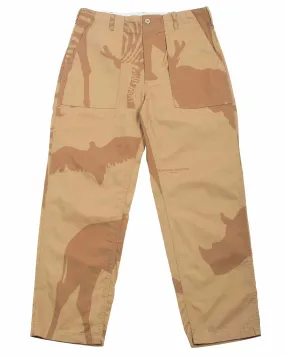 Engineered Garments Fatigue Pant Khaki Animal Print Cotton Flat Twill