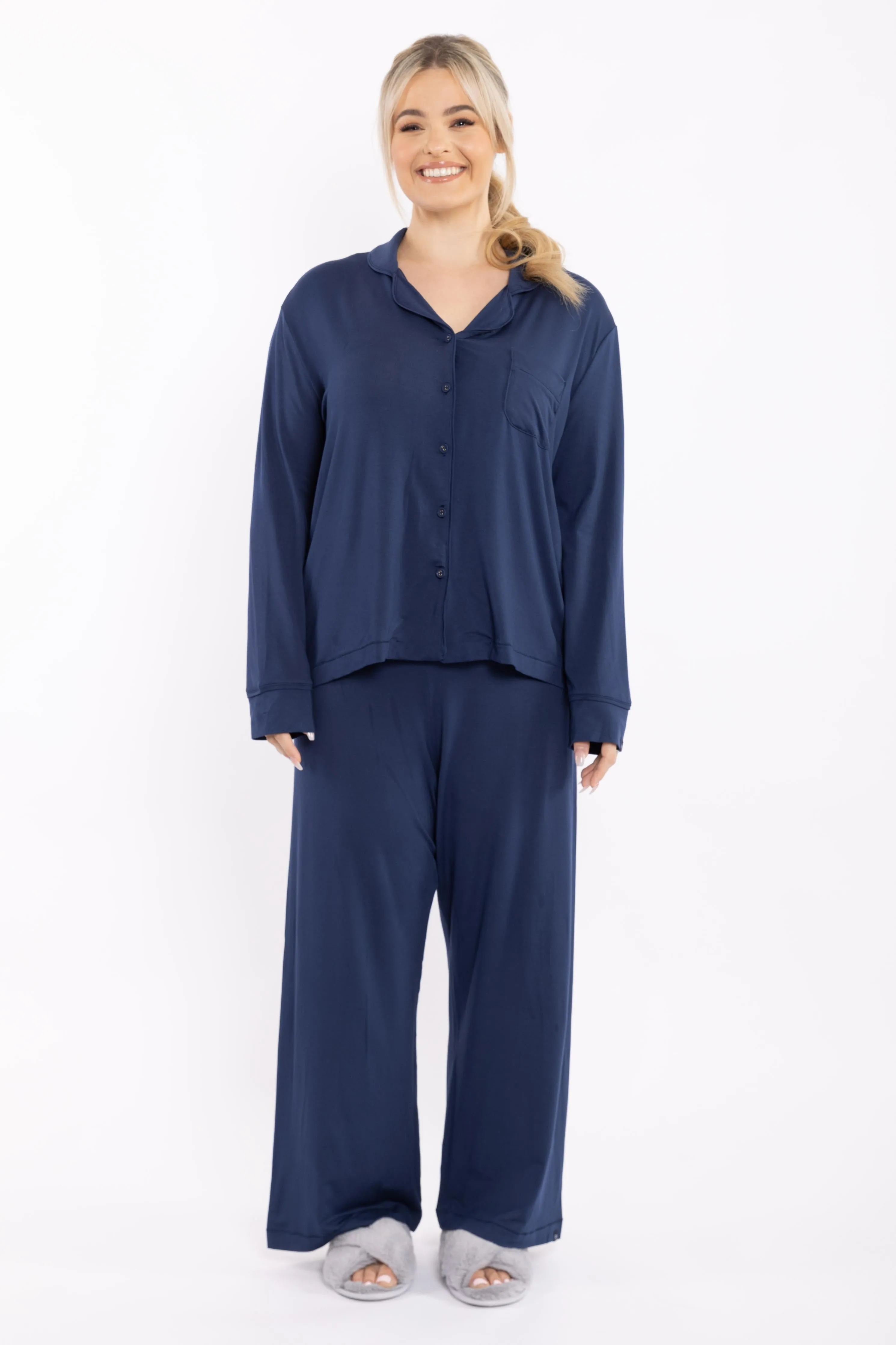 FINAL SALE Long Sleeve PJ Top in Navy