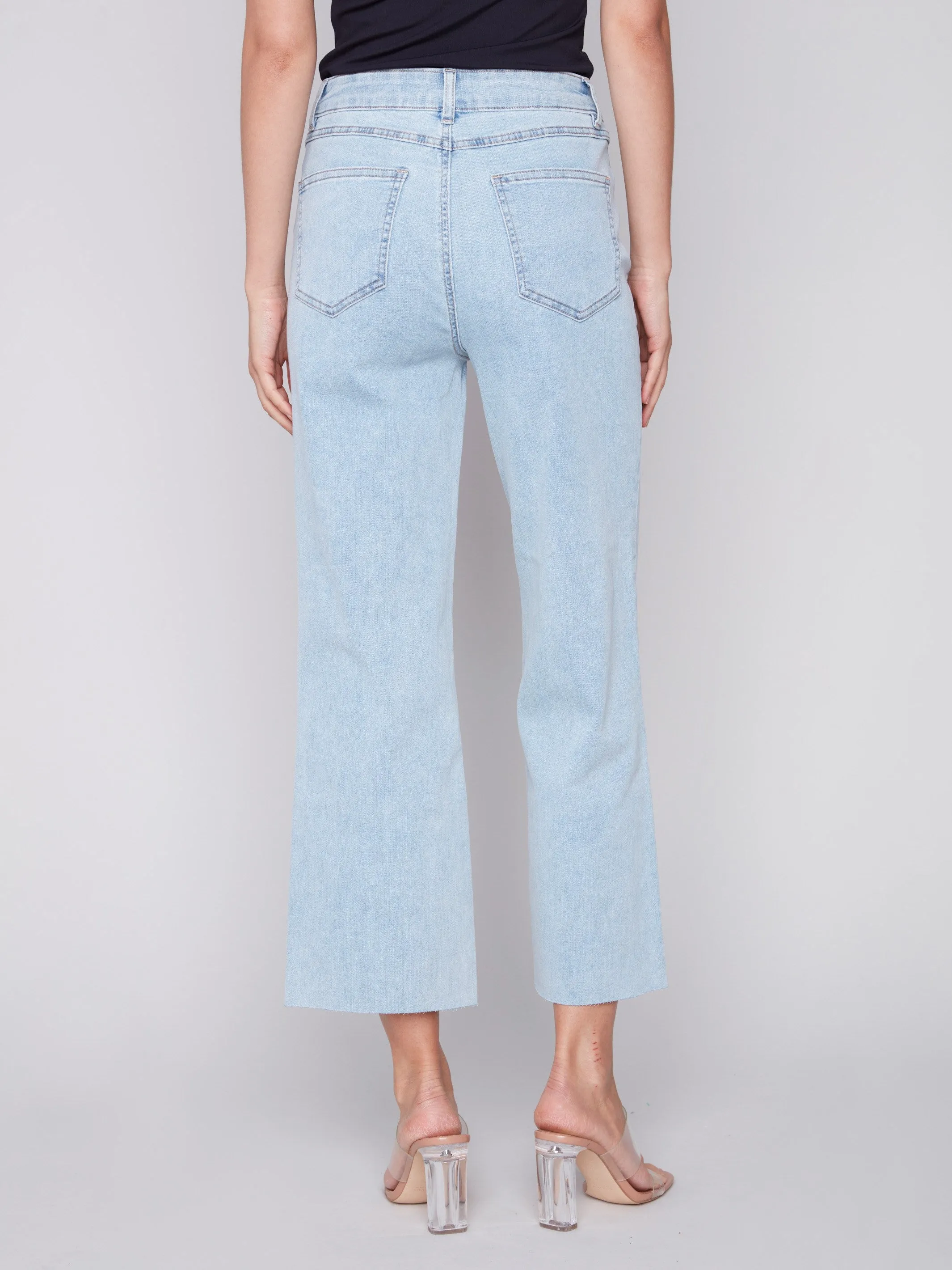 Flared Jeans with Raw Edge - Bleach Blue