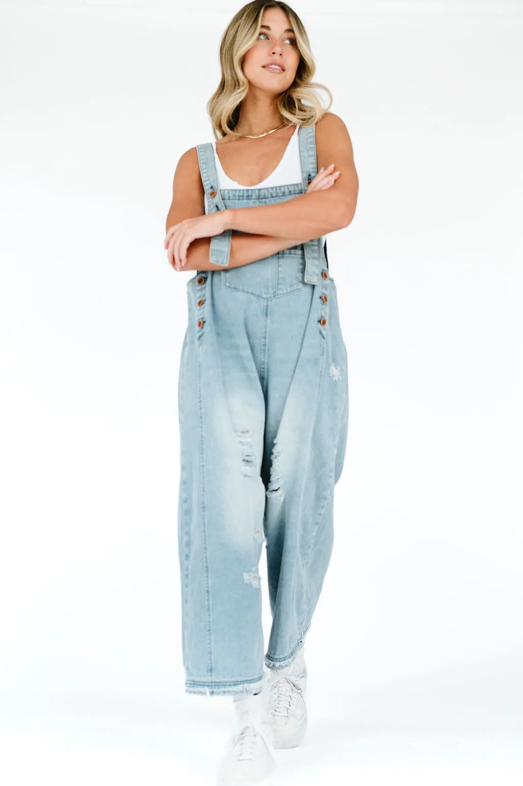 Frankie Denim Overalls - Light Wash