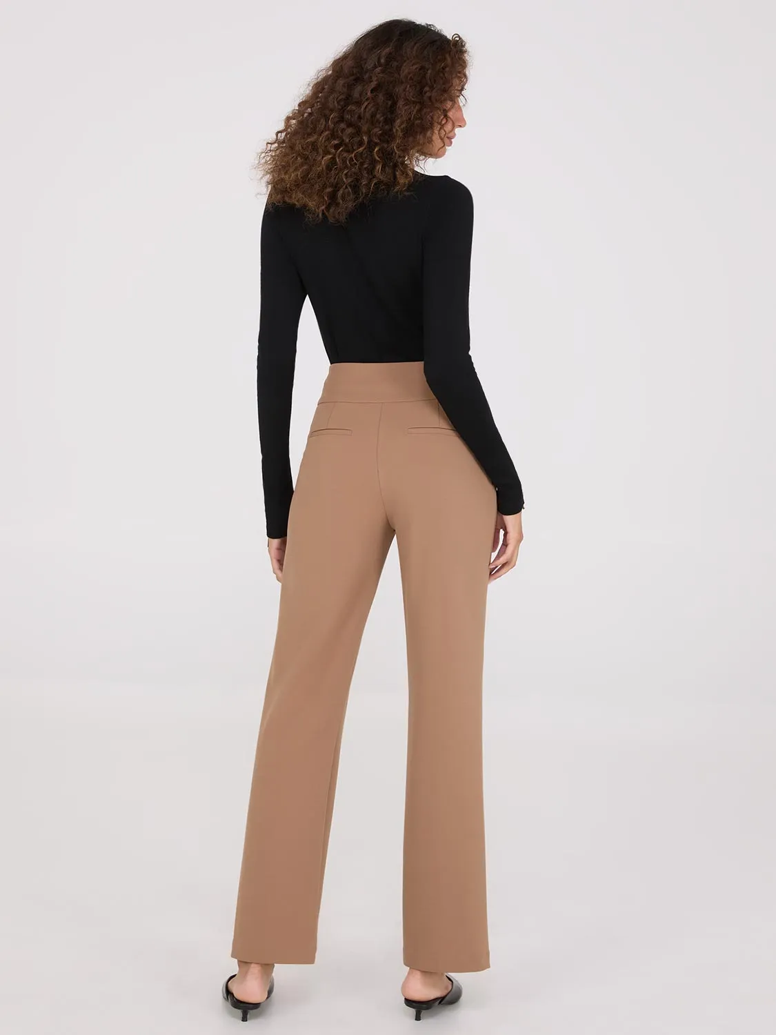 Front Pintuck Straight Leg Long Length Pants