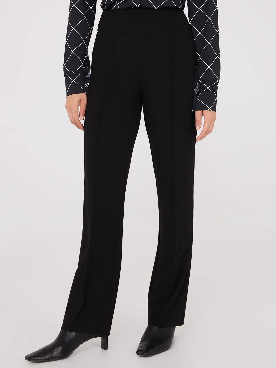 Front Pintuck Straight Leg Long Length Pants