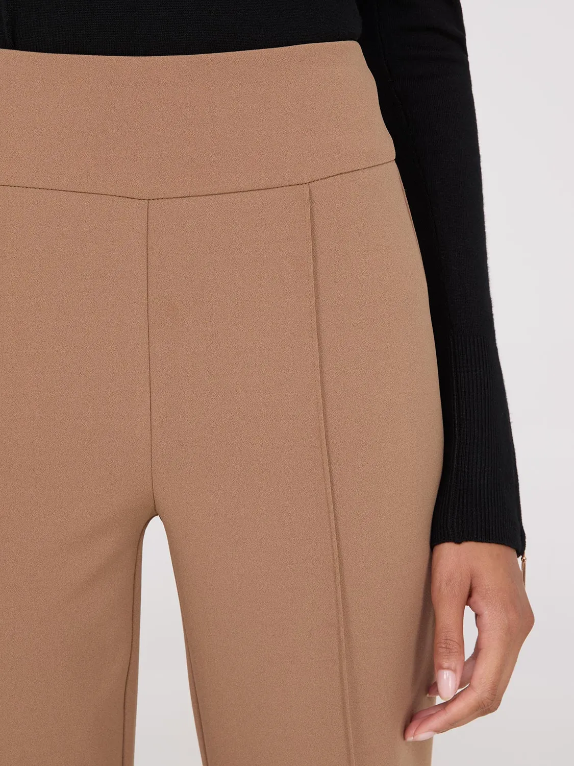 Front Pintuck Straight Leg Long Length Pants