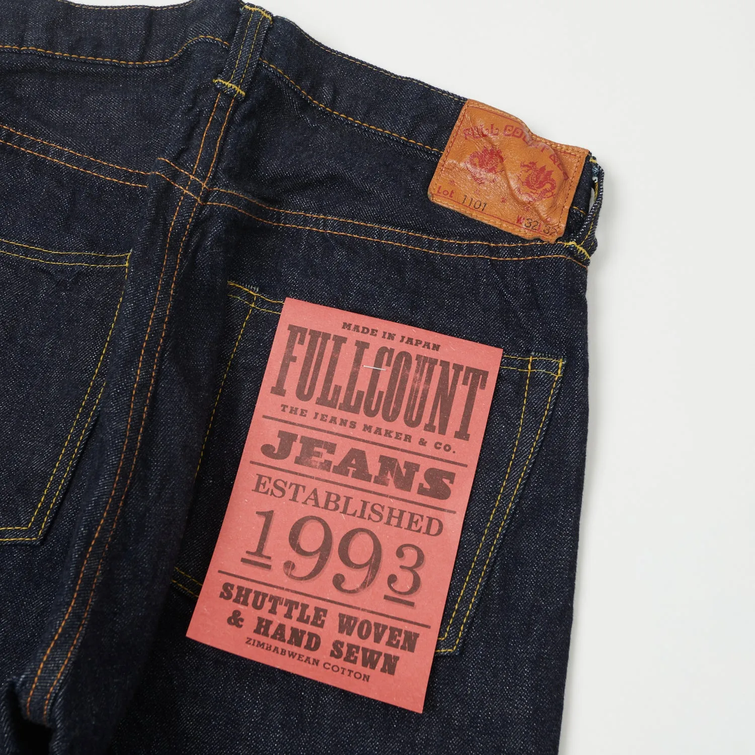 Full Count 1101W 13.7oz 'Plain Pocket' Loose Straight Jean - One Wash