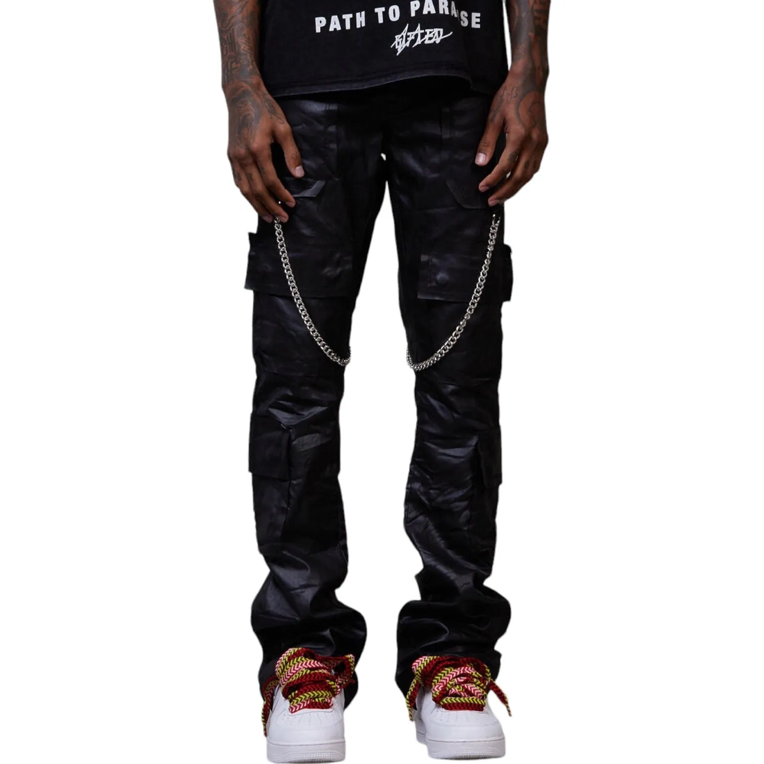 GFTD LA: Clyde PU Leather Stacked Pants