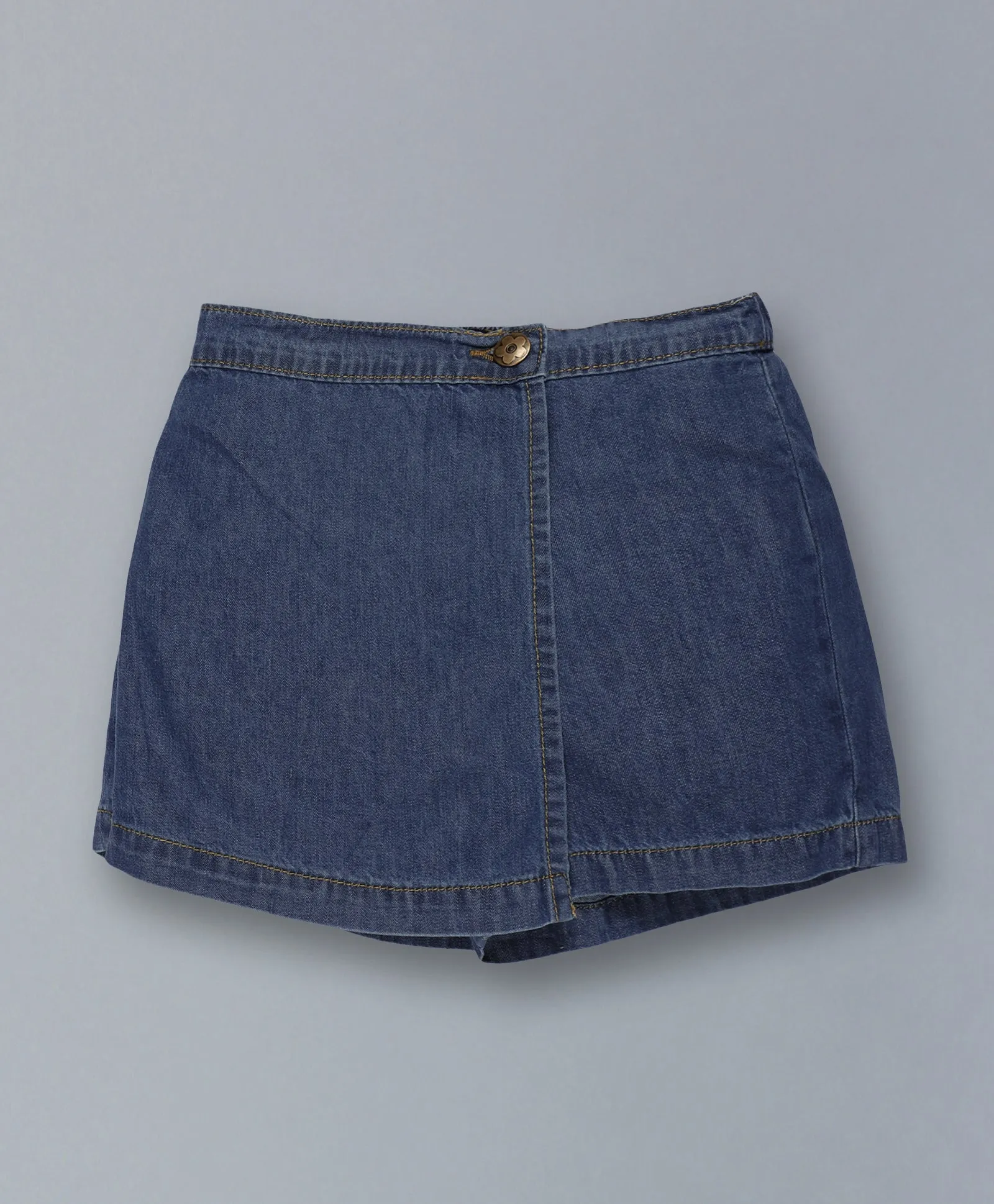 Girls Denim Over Lap Shorts