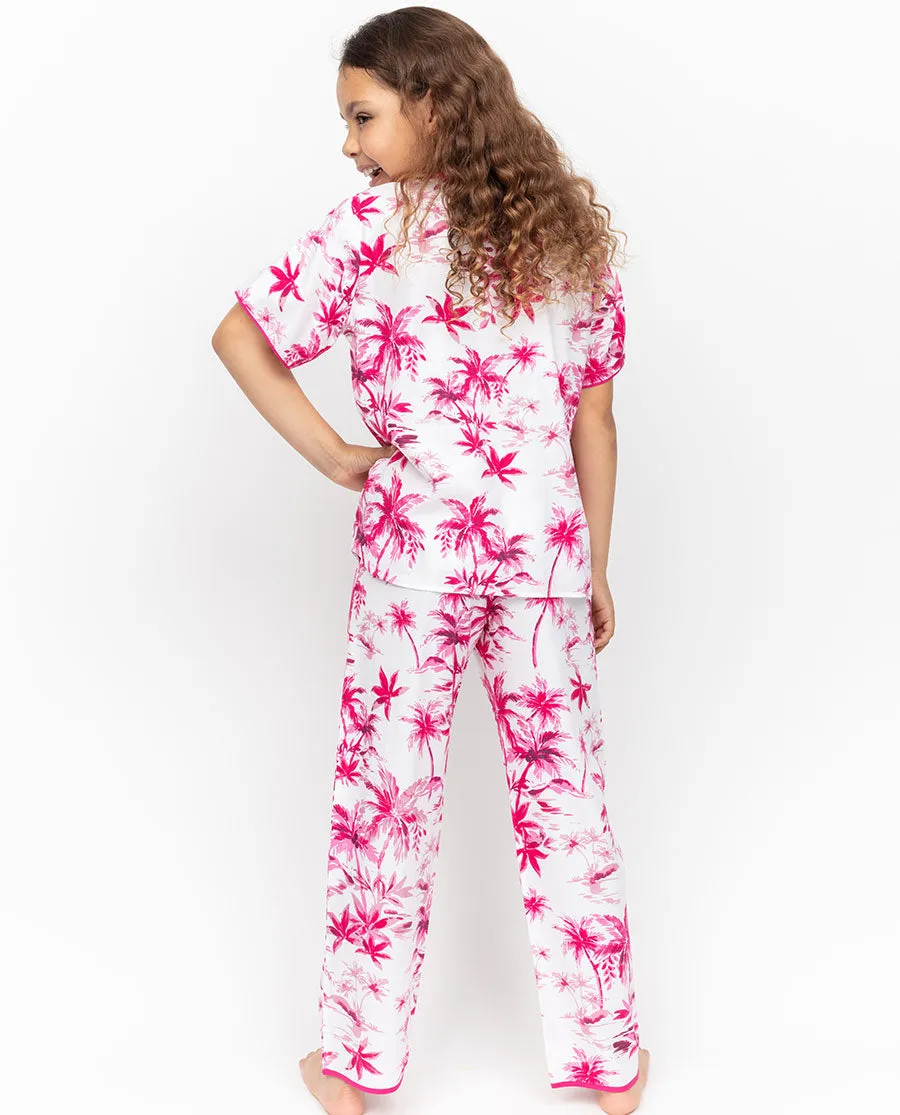 Hailey Girls Palm Print Pyjama Set