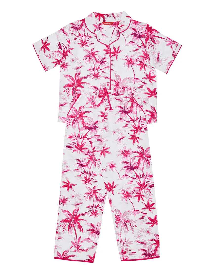 Hailey Girls Palm Print Pyjama Set