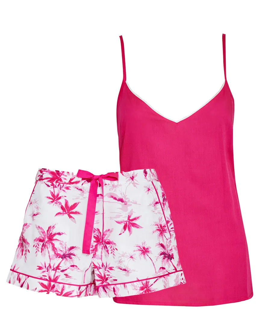 Hailey Modal Cami and Palm Print Shorty Set