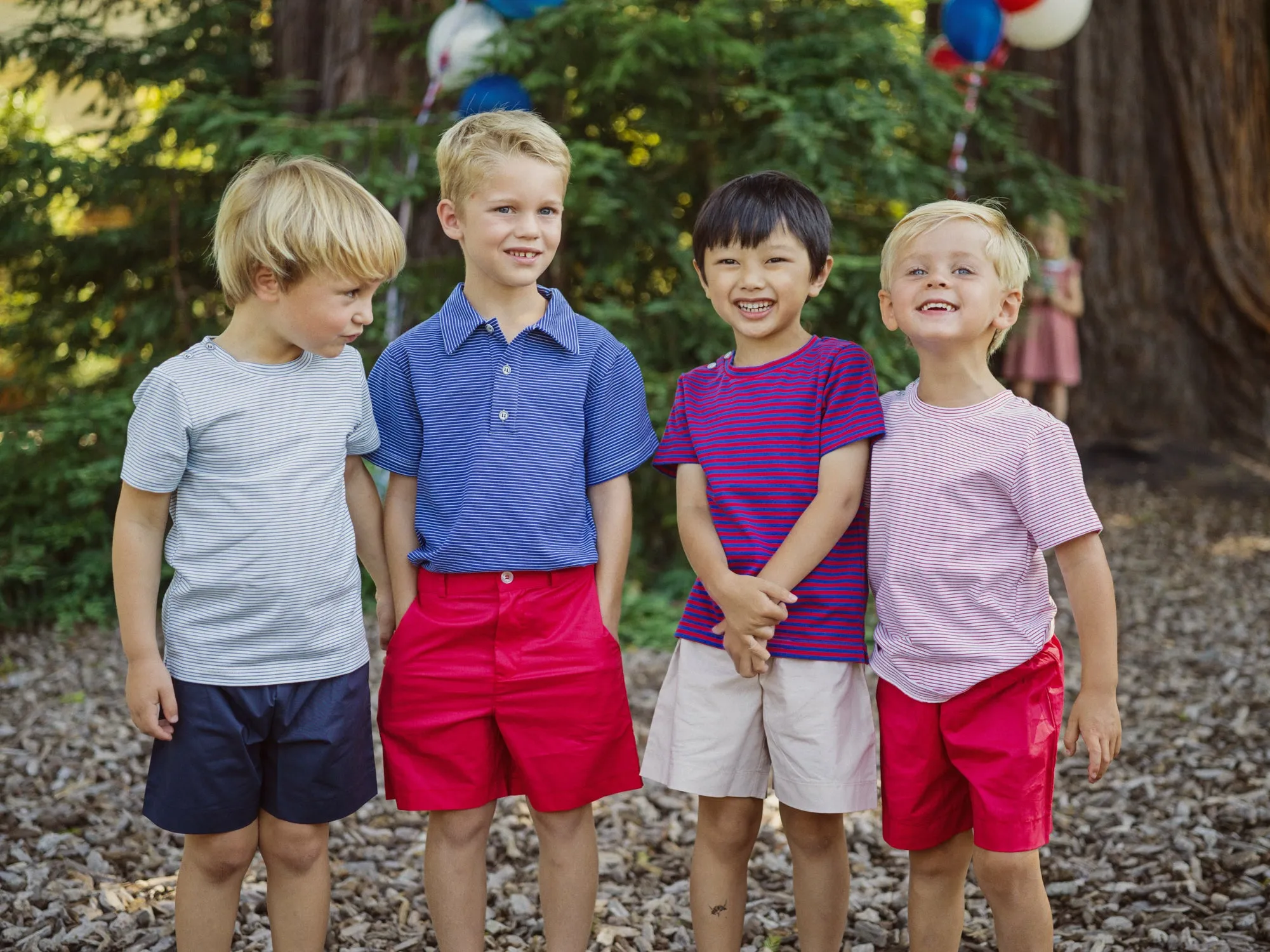 Henry Boys Button Shoulder Tee Red Stripe