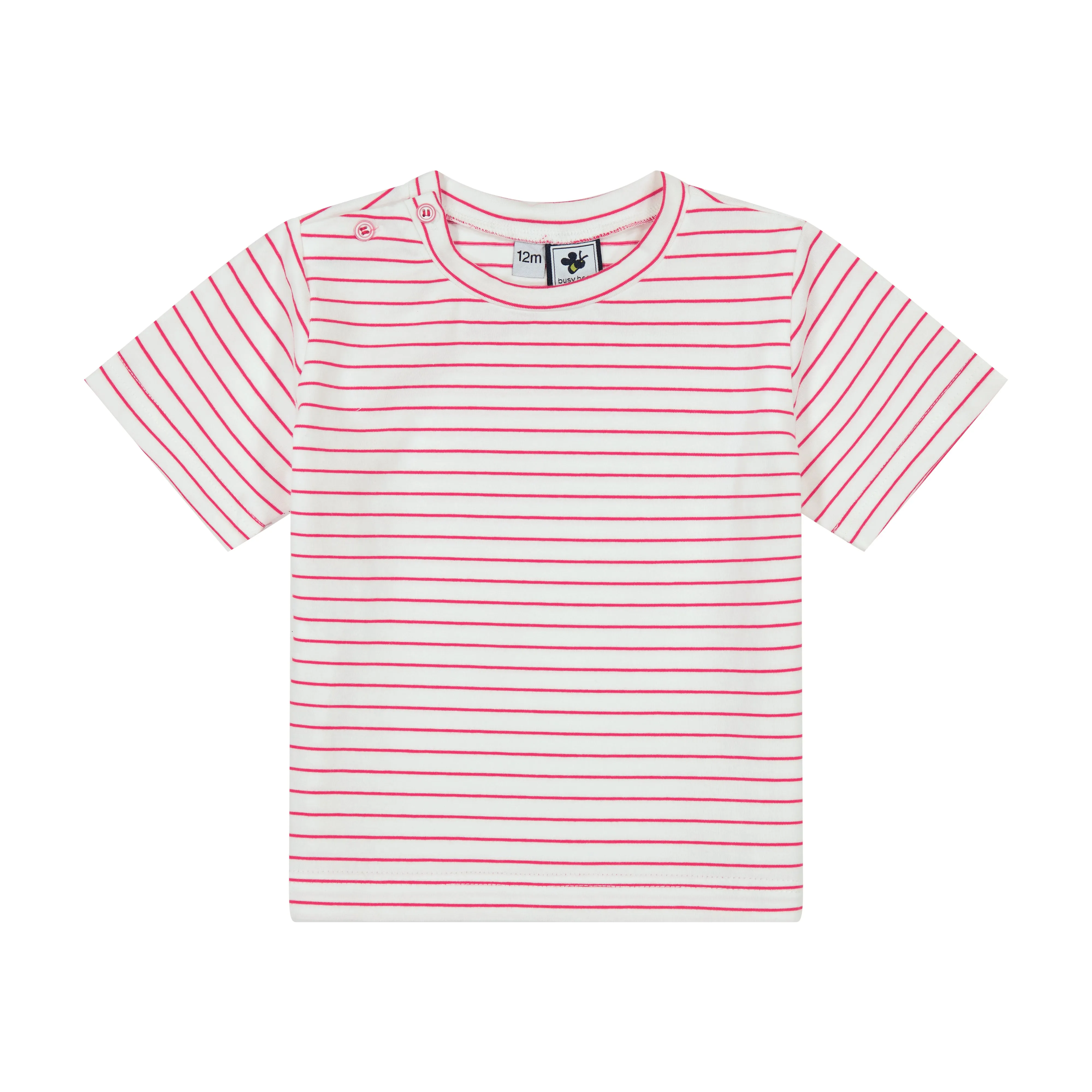 Henry Boys Button Shoulder Tee Red Stripe