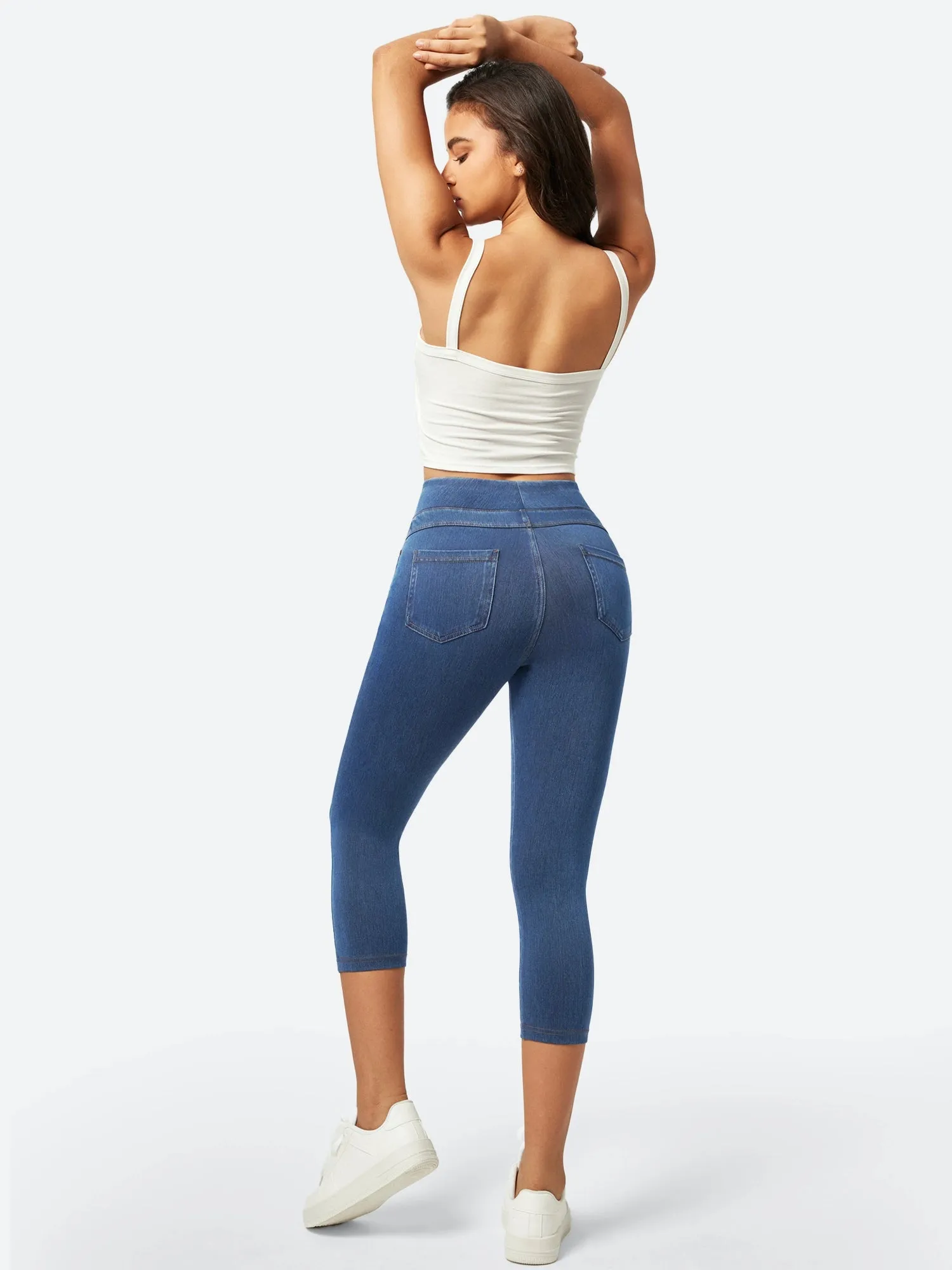 IUGA High Waisted Pull On Capri Jeans With Pockets