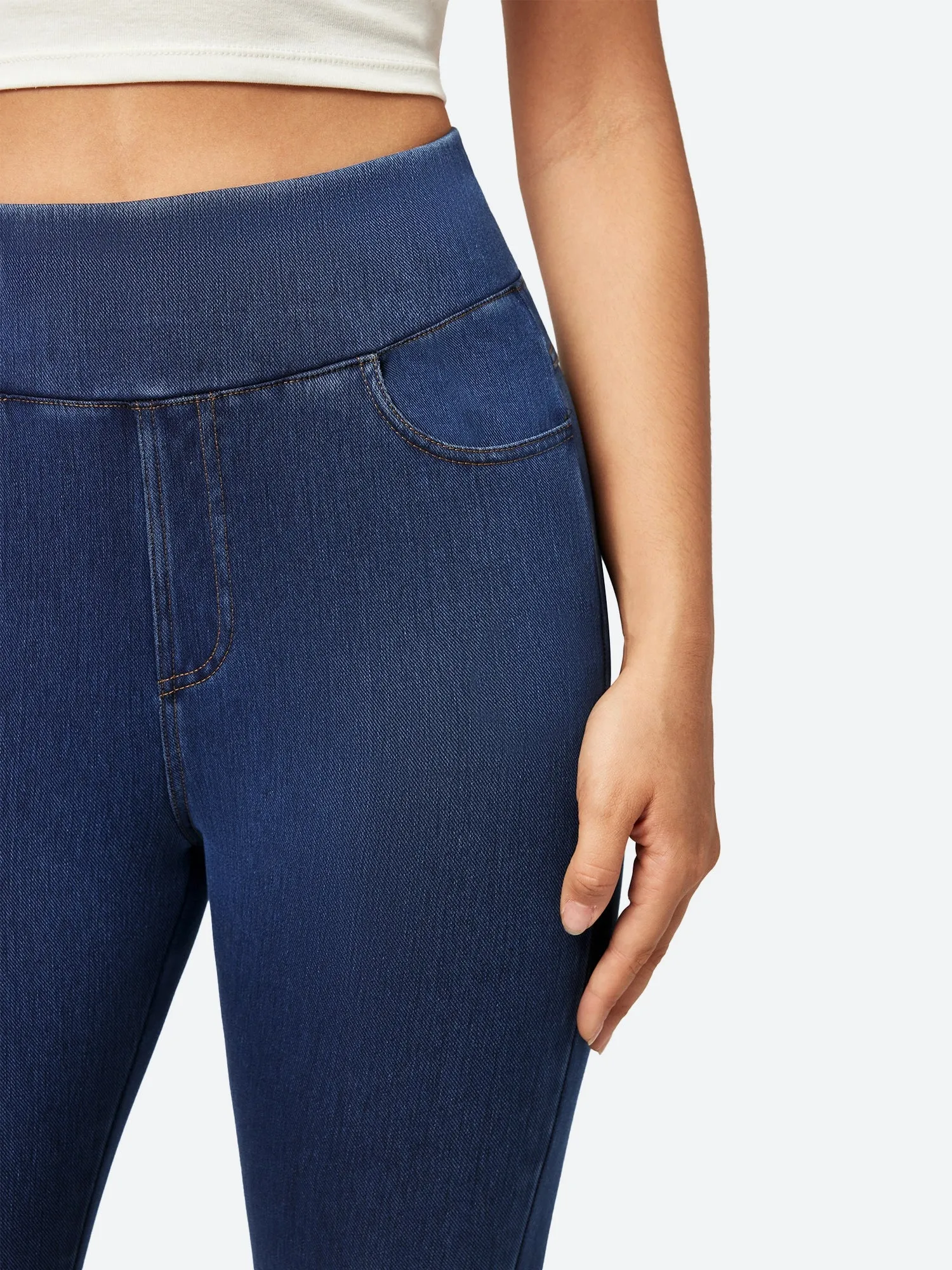 IUGA High Waisted Pull On Capri Jeans With Pockets