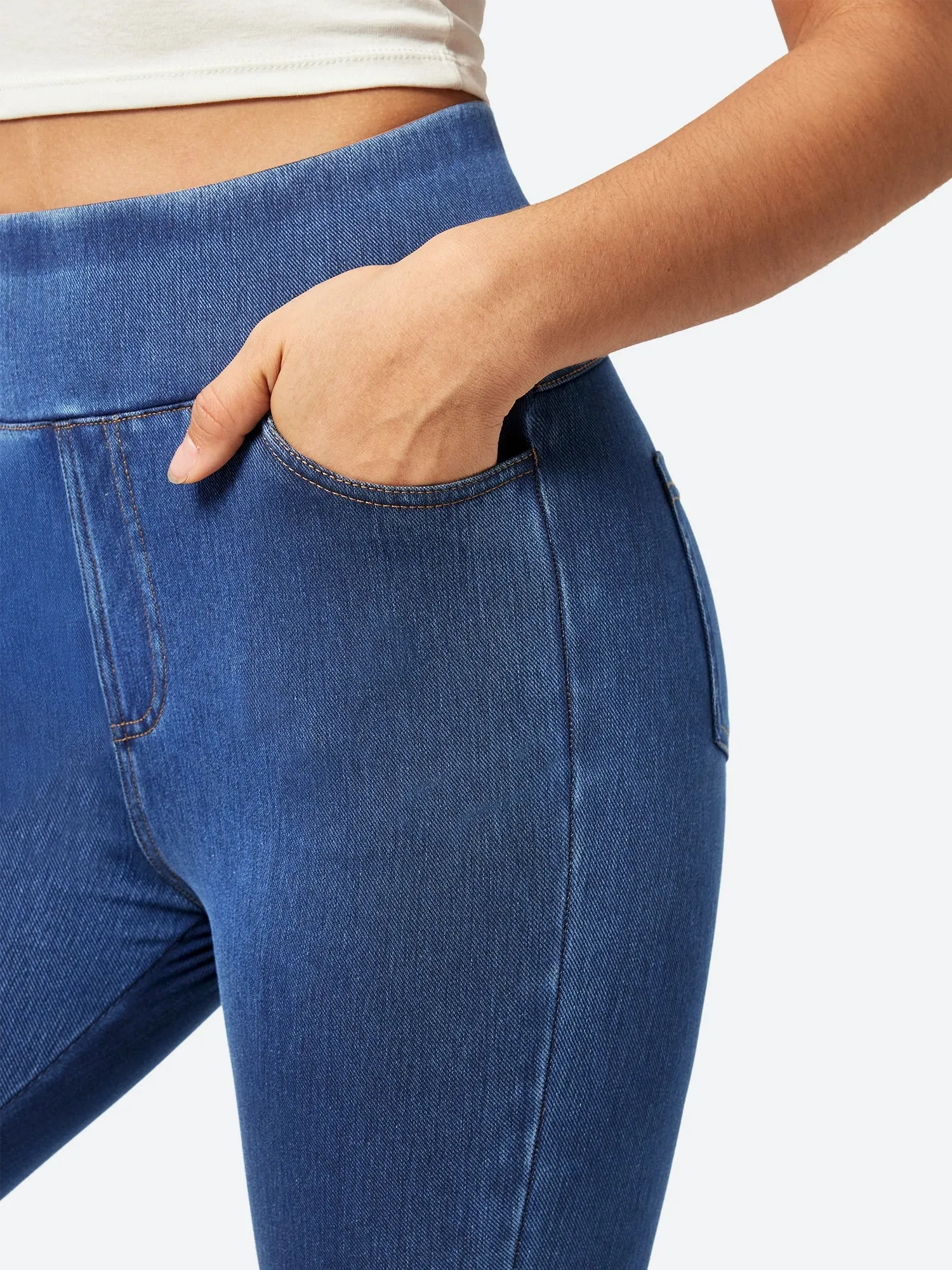 IUGA High Waisted Pull On Capri Jeans With Pockets