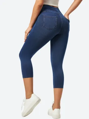 IUGA High Waisted Pull On Capri Jeans With Pockets