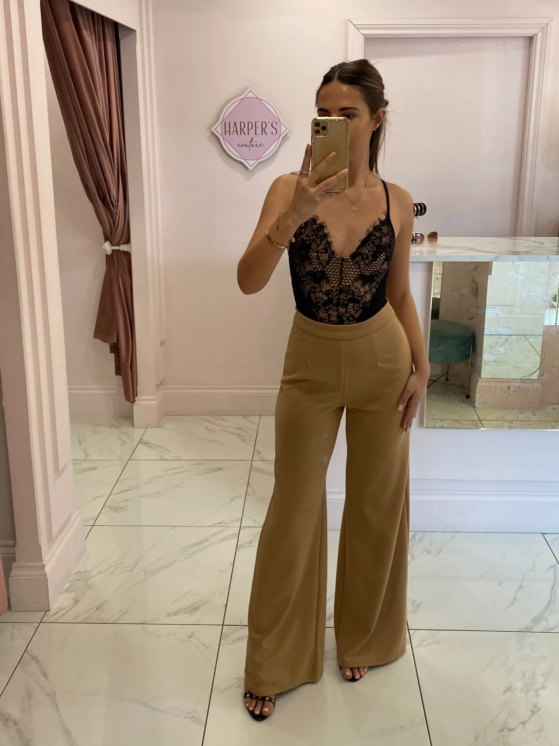 Iyla Nude Flare Trousers