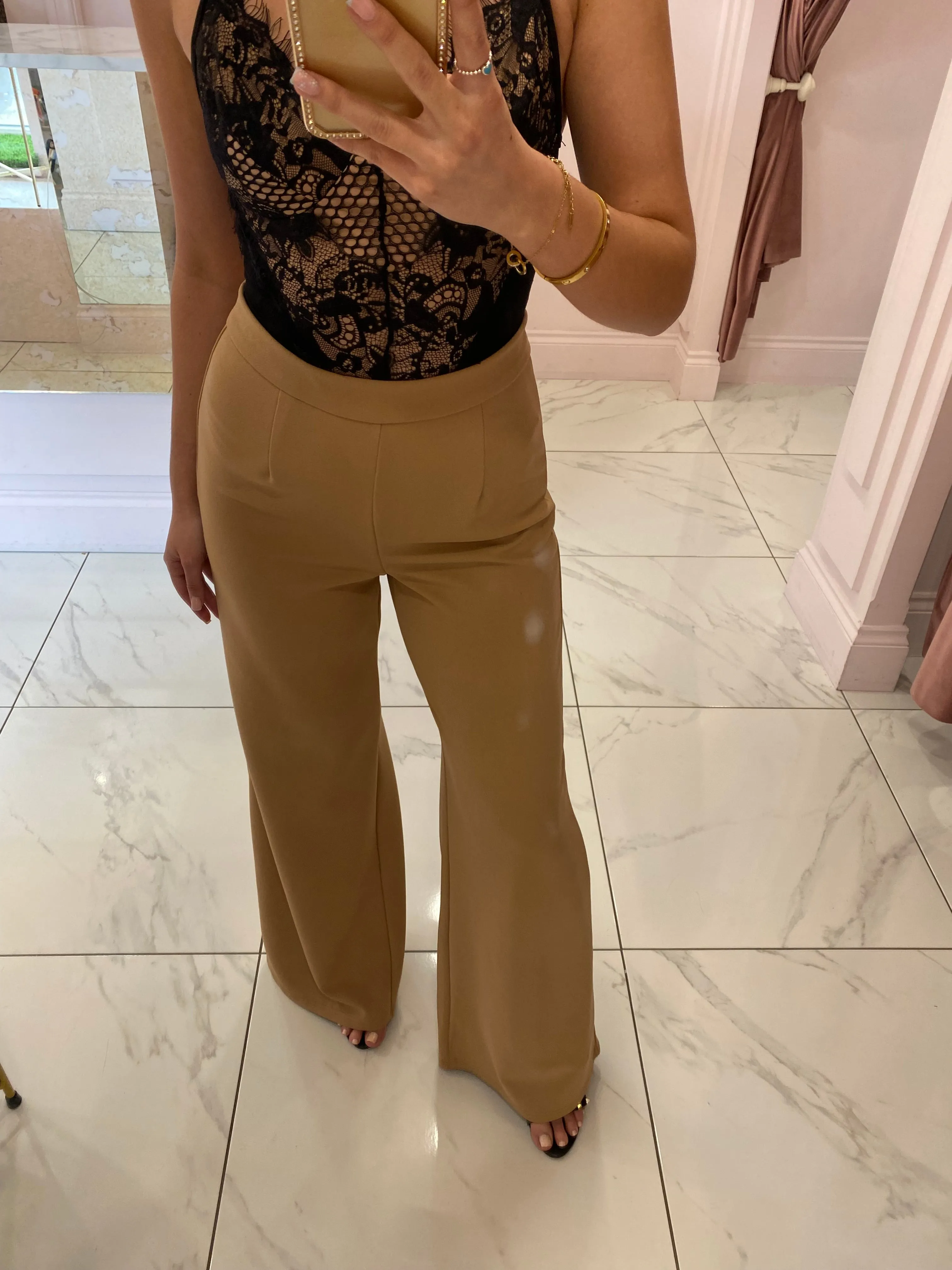 Iyla Nude Flare Trousers