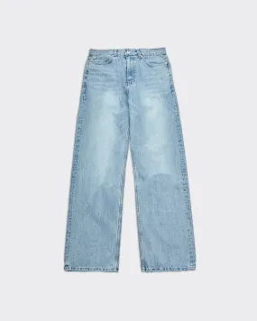 Jeans Straight Leg Washed Light Blue