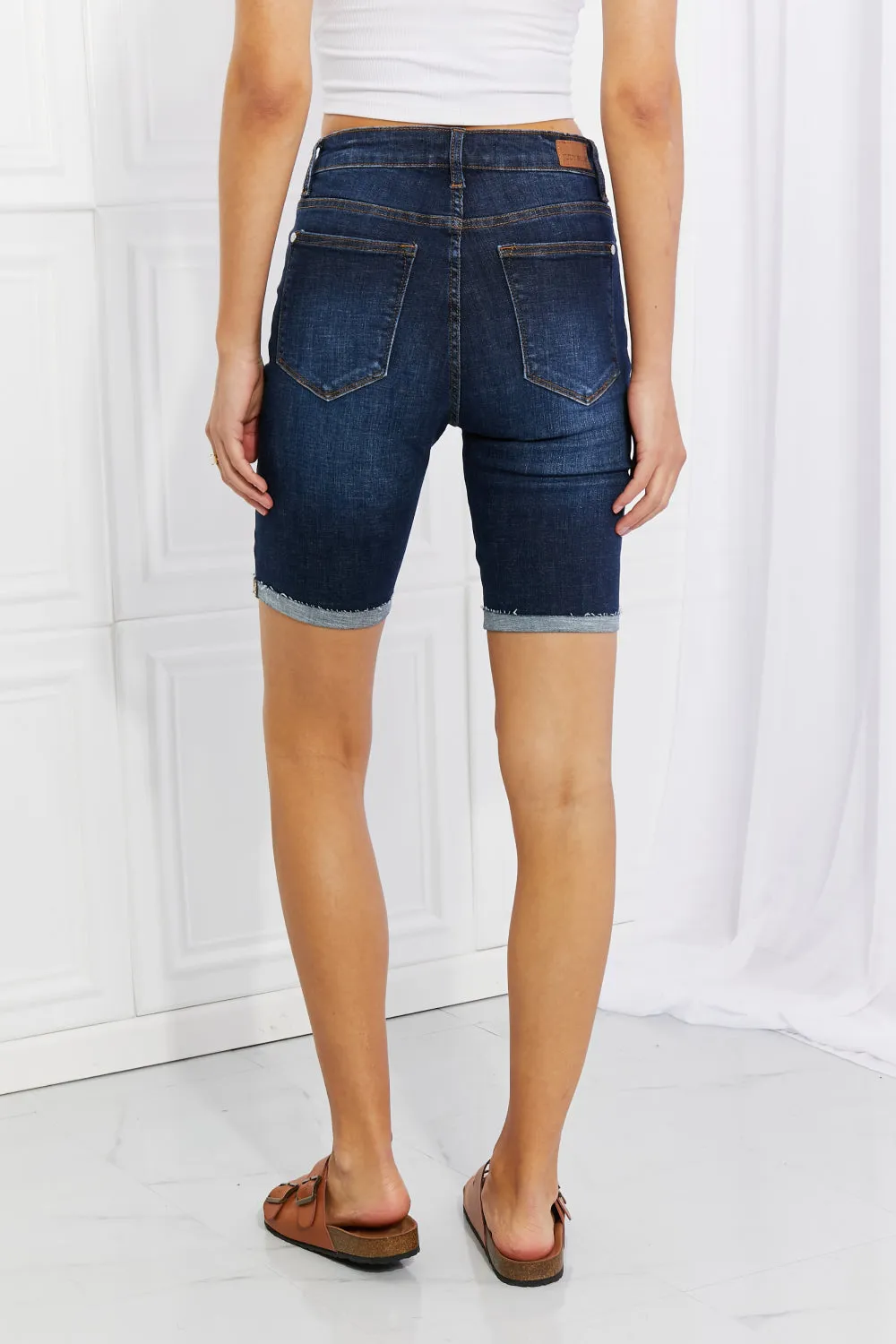 Judy Blue, High-Rise Patch Destroyed Bermuda Shorts