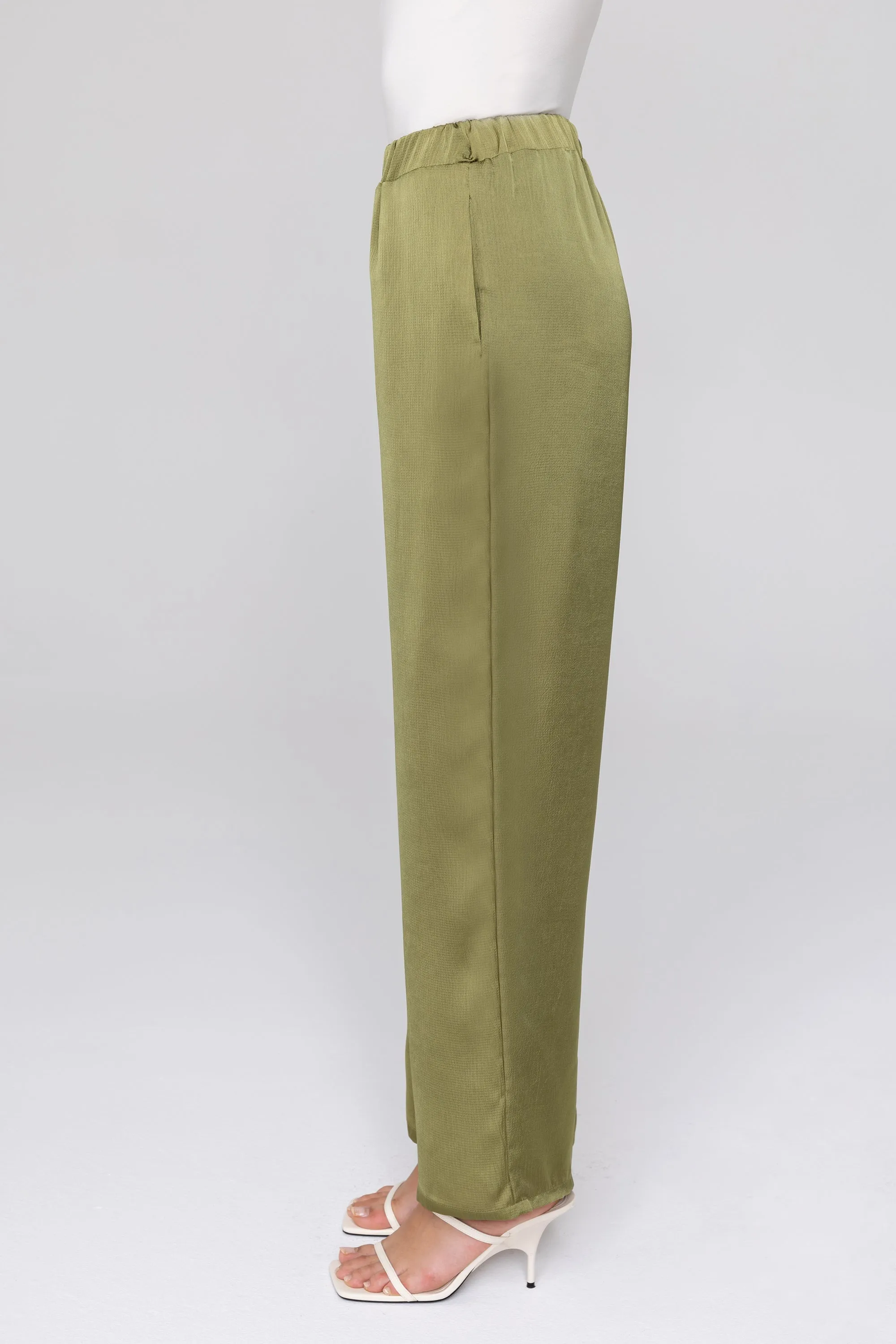 Katia Textured Wide Leg Pants - Avocado