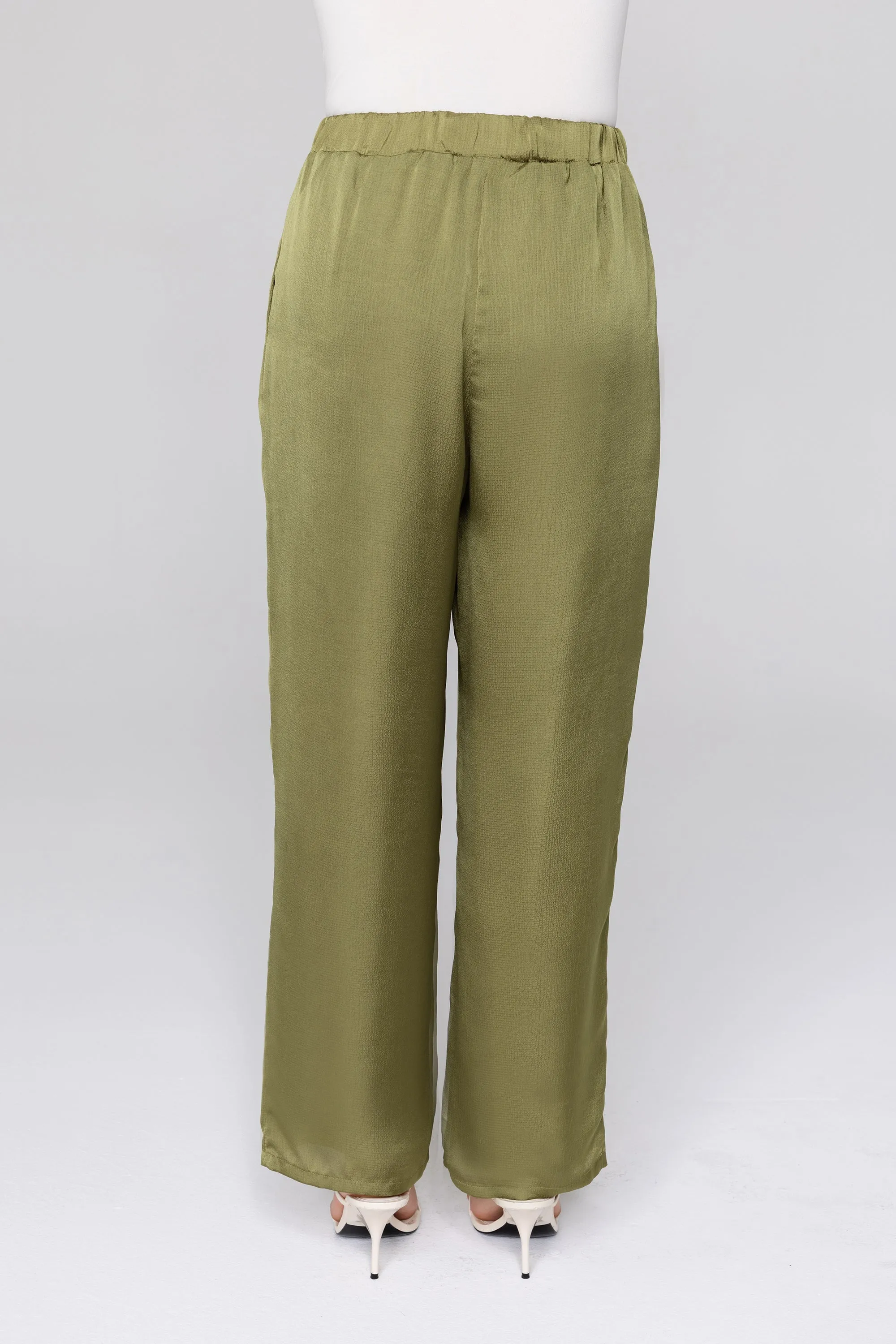 Katia Textured Wide Leg Pants - Avocado