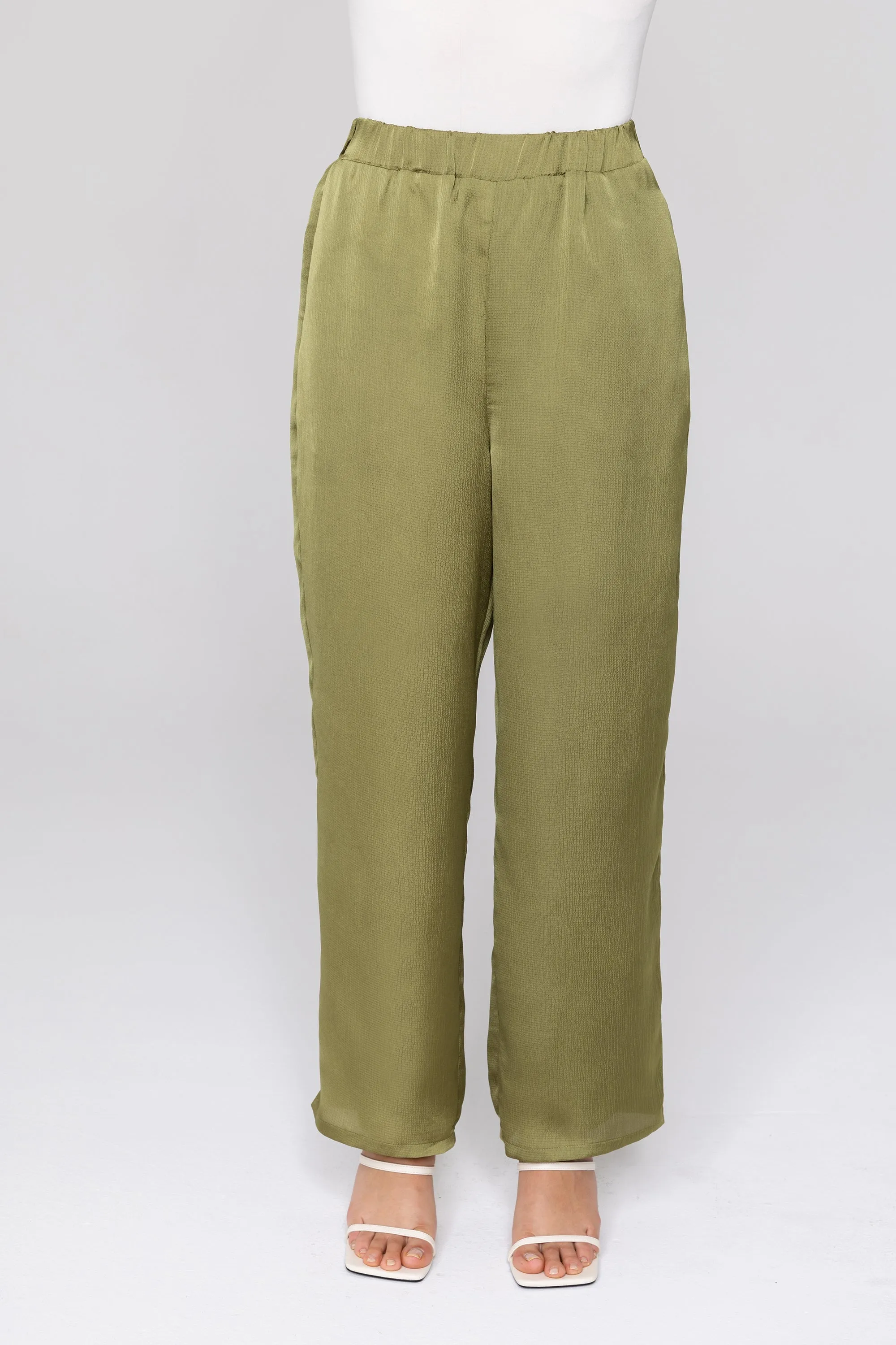 Katia Textured Wide Leg Pants - Avocado