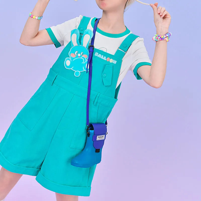 Kawaii Teal Bunny Overalls ON638