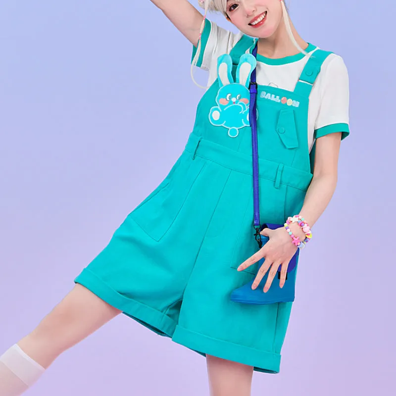 Kawaii Teal Bunny Overalls ON638