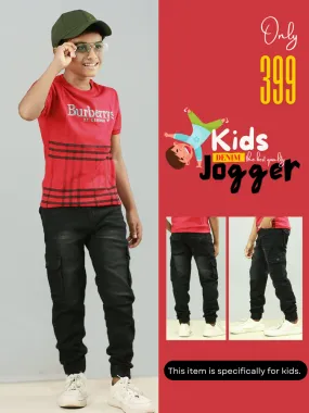 KIDS Denim Jogger with Rib - Stretchable Jeans for a Clean and Stylish Look - ₹399