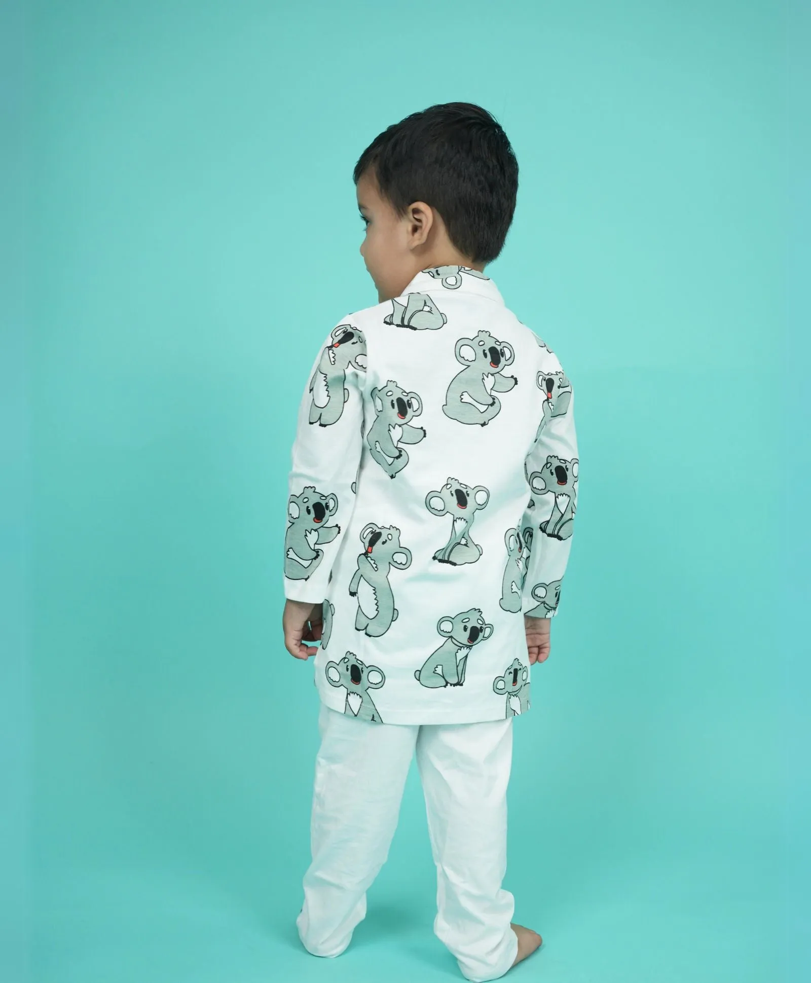 Koala Pattern Boys Kurta Pyjama Set