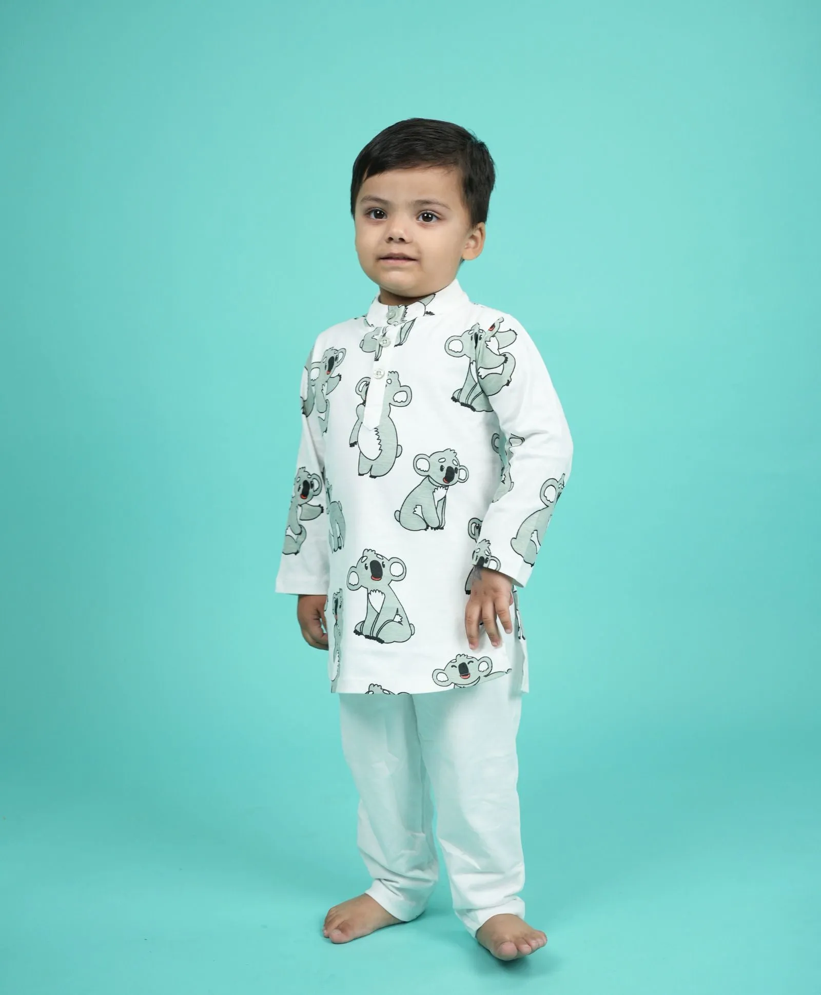 Koala Pattern Boys Kurta Pyjama Set