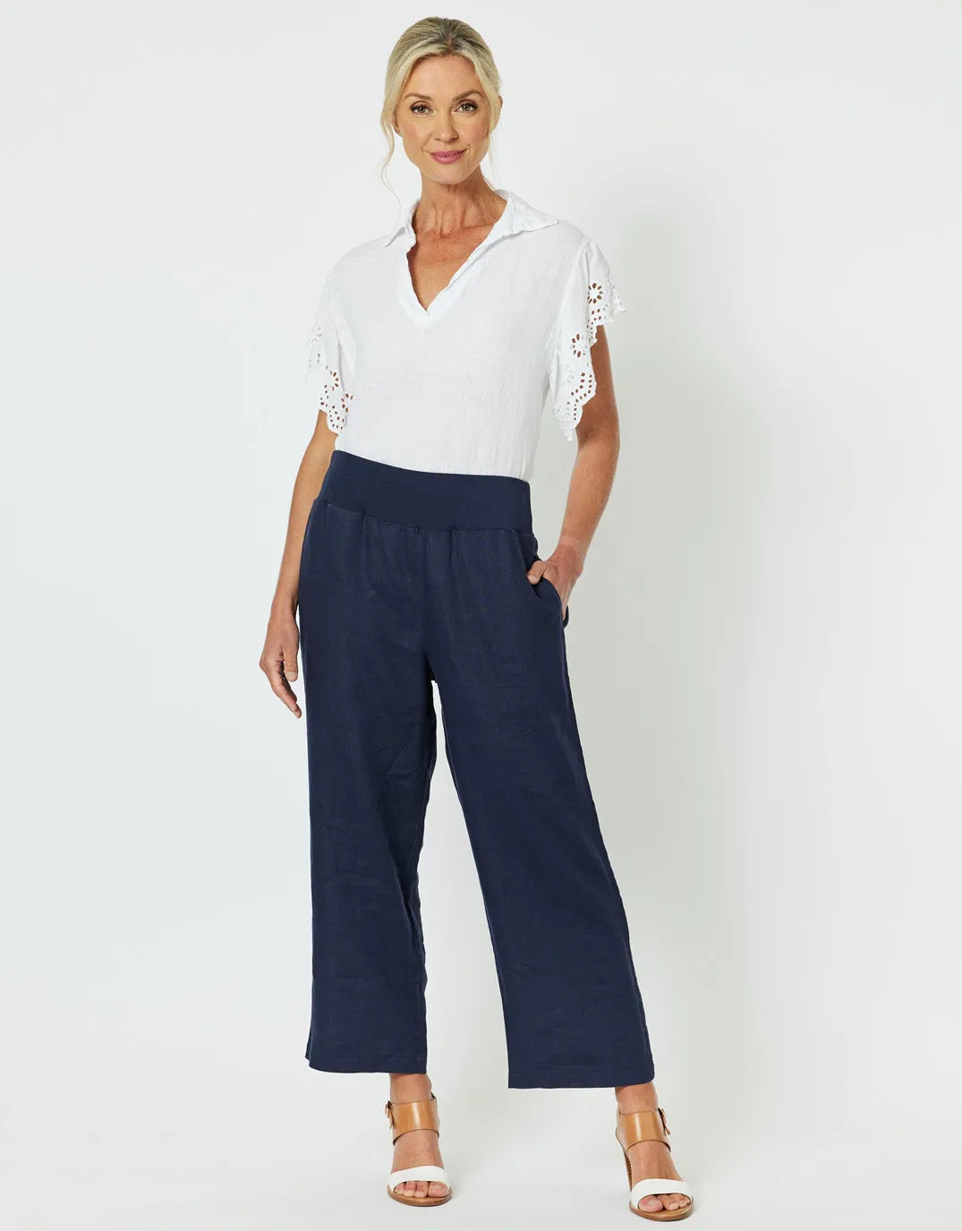 Lara Wide Leg Pants - Navy