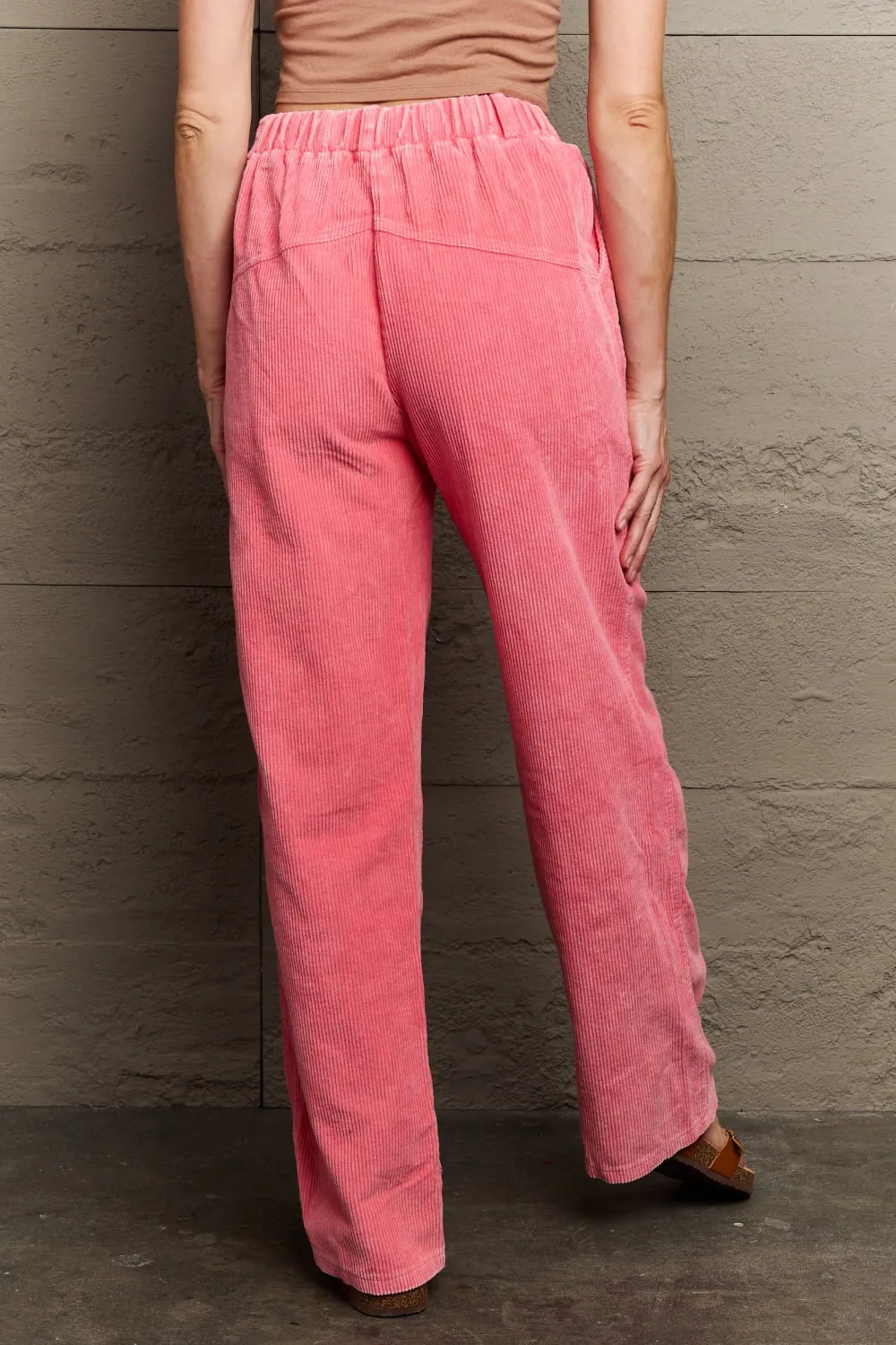 Leap Of Faith Corduroy Straight Fit Pants in Neon Pink