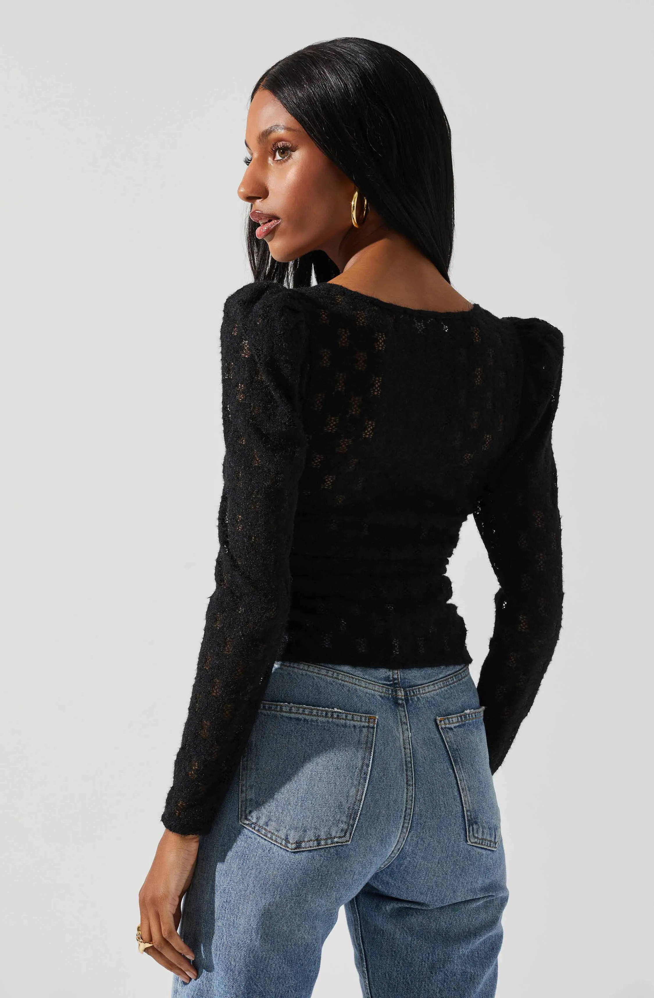 Leia Long Puff Sleeve Lace Top