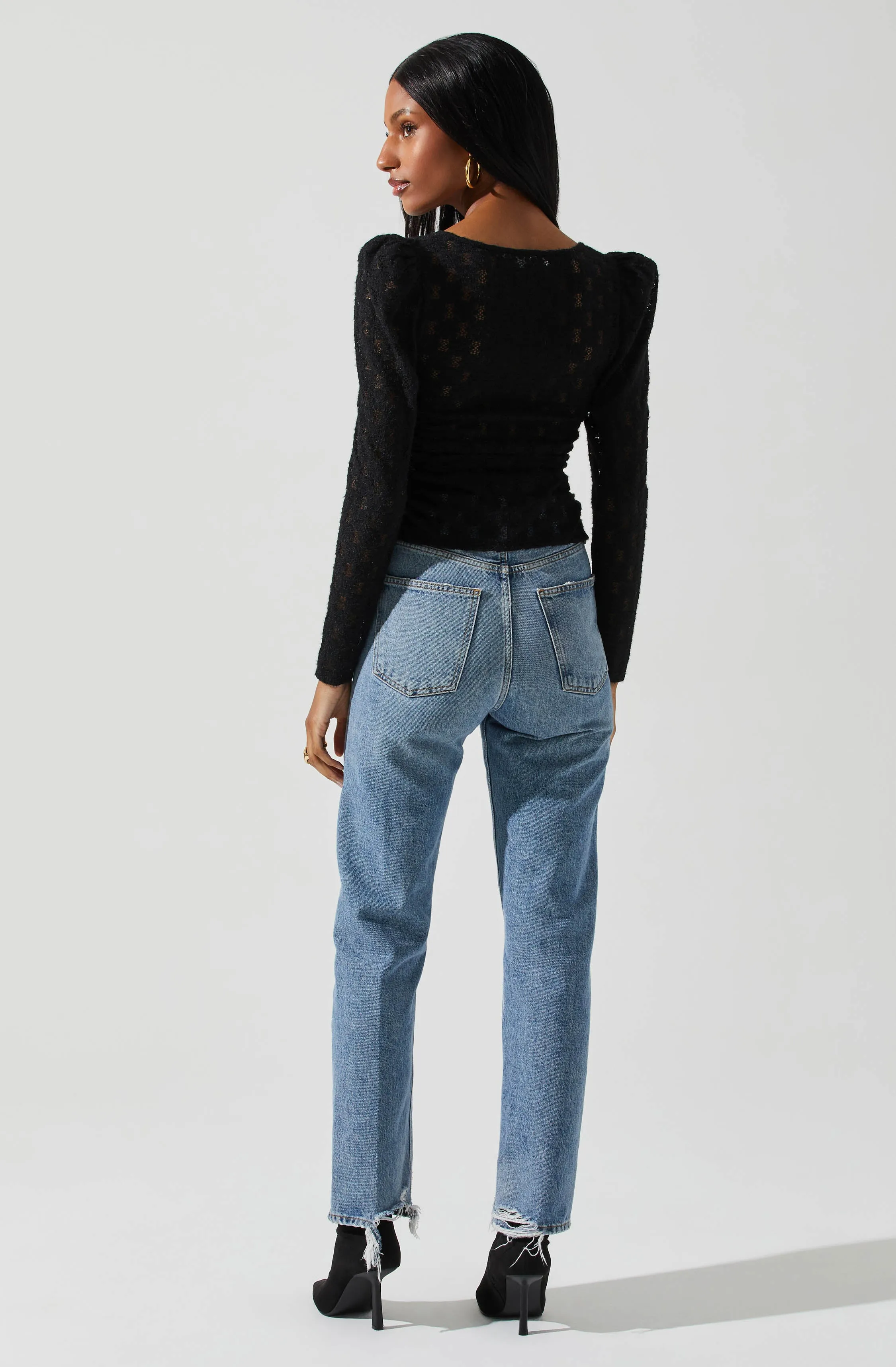 Leia Long Puff Sleeve Lace Top