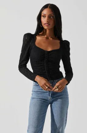 Leia Long Puff Sleeve Lace Top