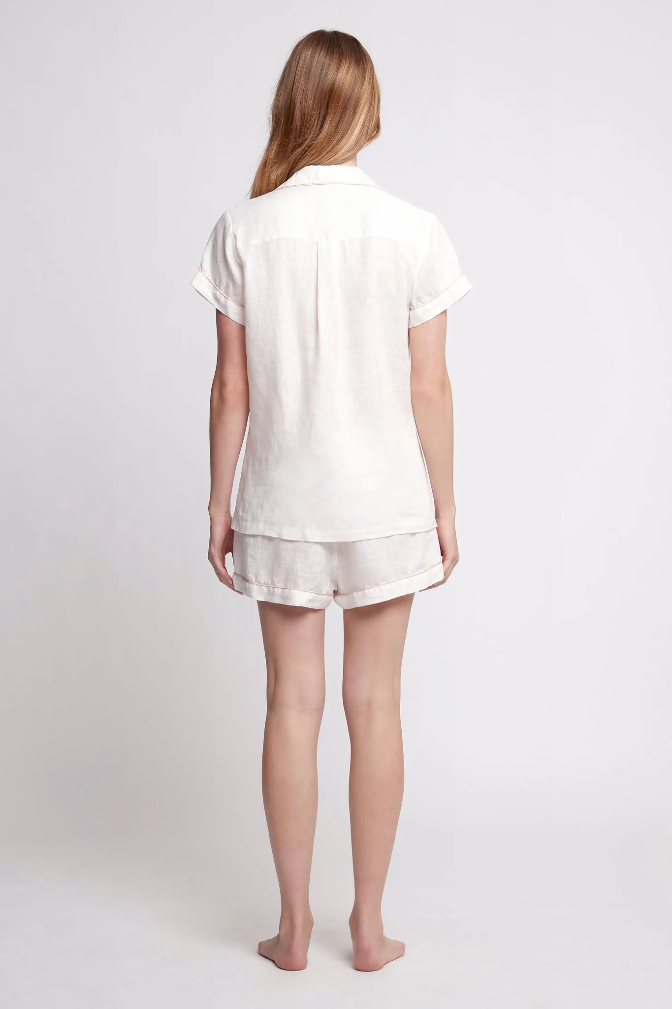 Linen Short Pyjama Set - White