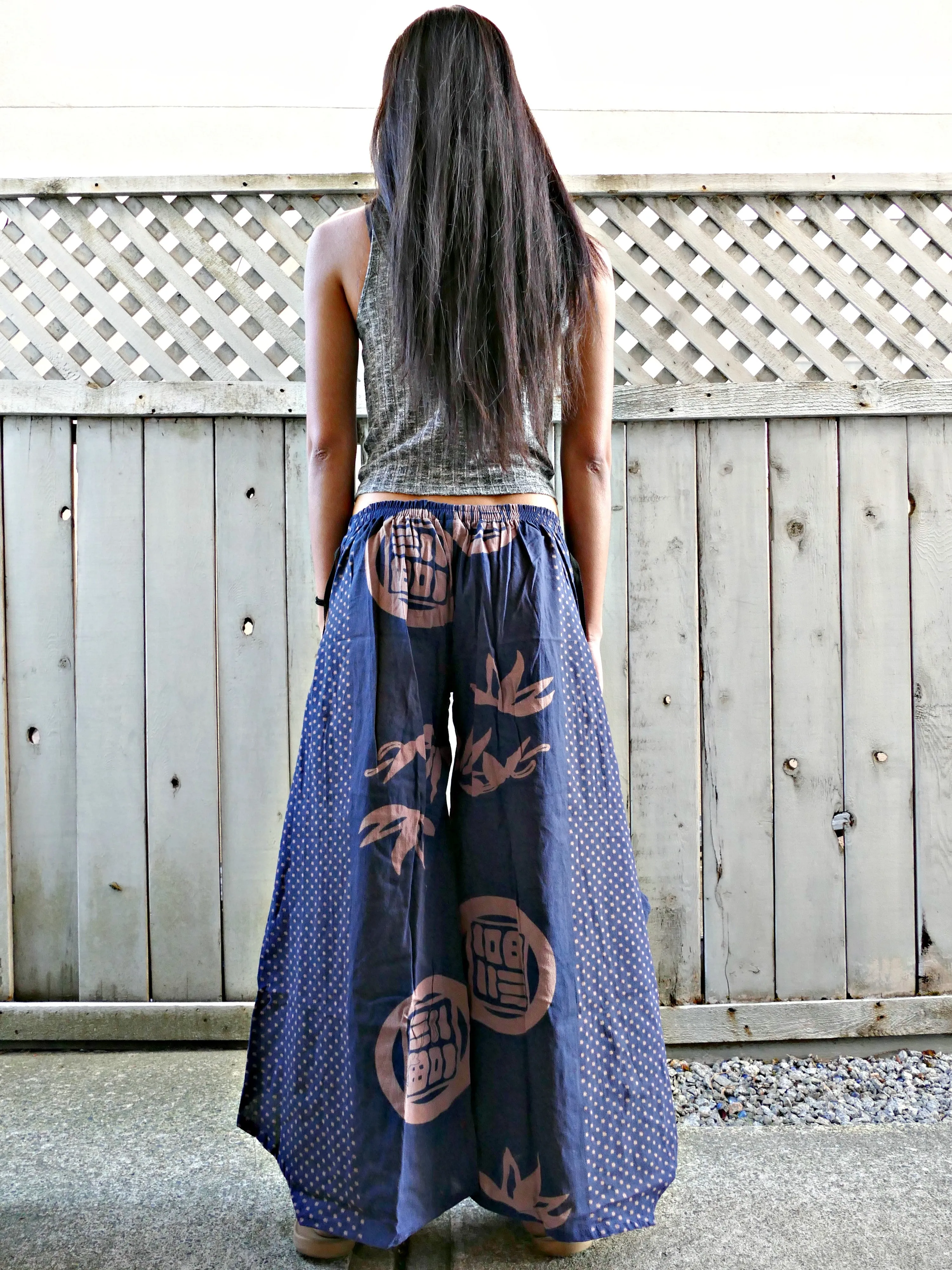 Lucky Bamboo Crests (SOFT BLUE) Wide Leg Pants