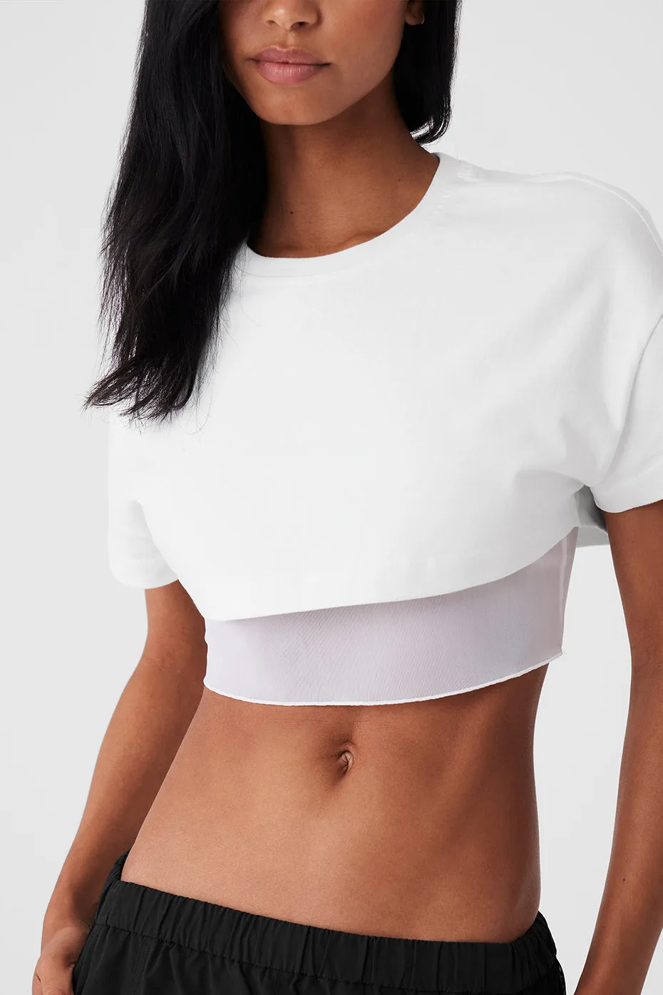 Made You Look Cropped Short Sleeve Tee - White