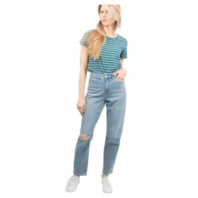 M&S Boyfriend Style Blue Denim High Waist Ripped Jeans