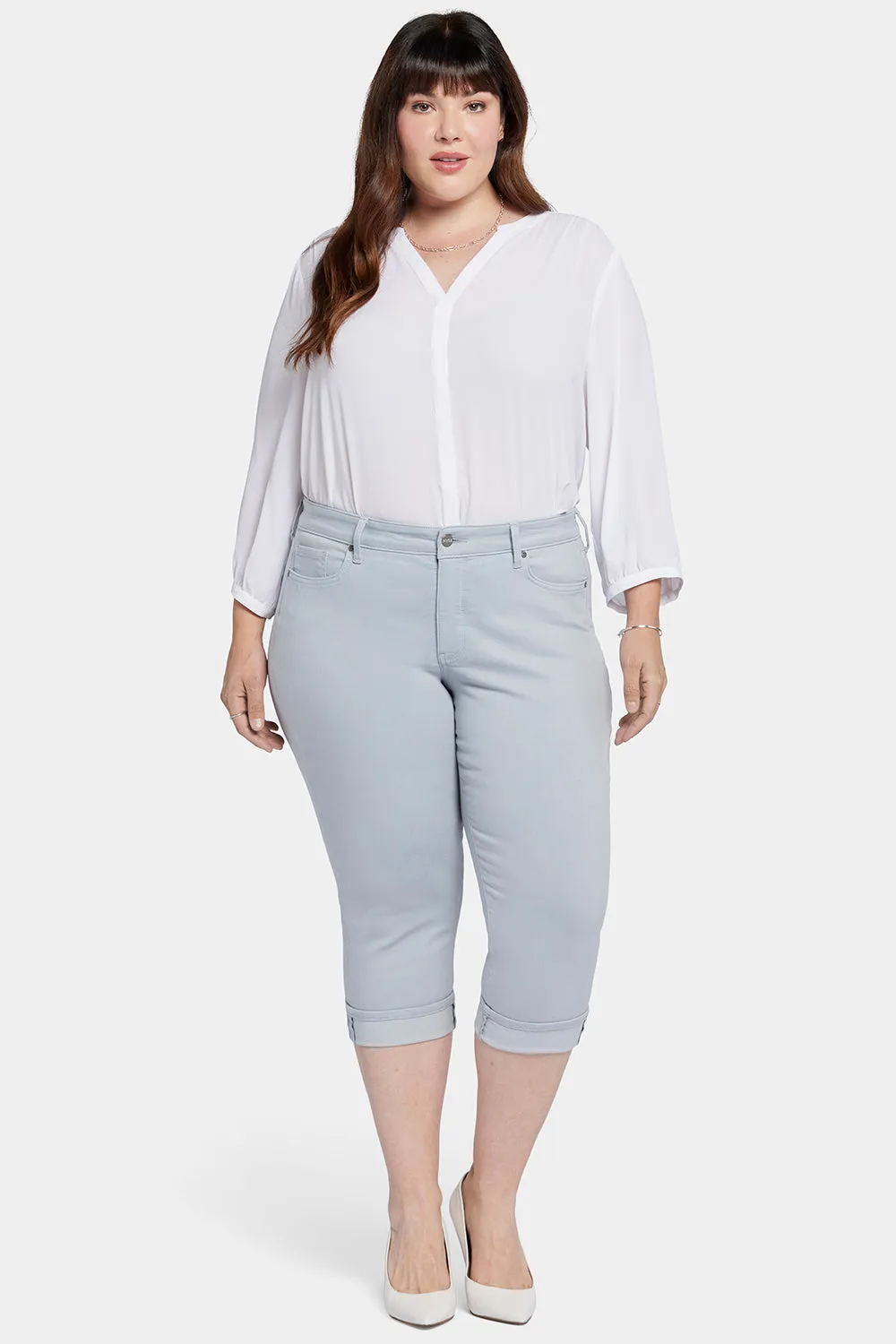 Marilyn Straight Crop Jeans In Plus Size - Sea Ice