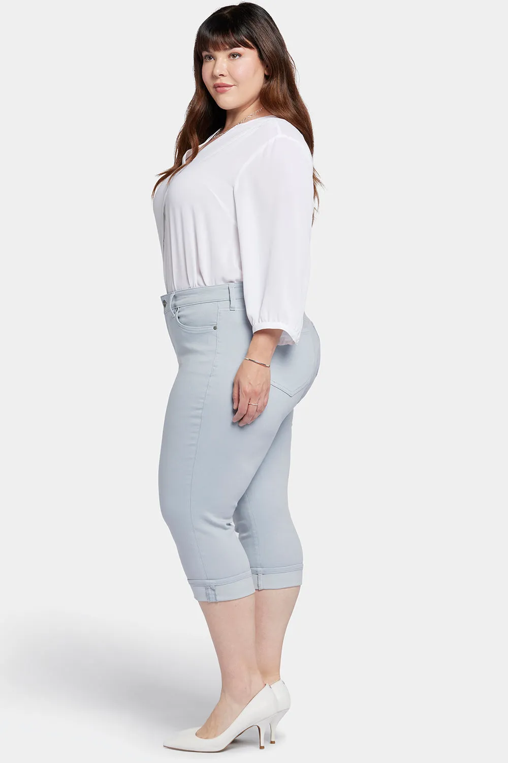 Marilyn Straight Crop Jeans In Plus Size - Sea Ice