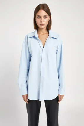 Masculine Oversized Cotton Shirt - Light Blue