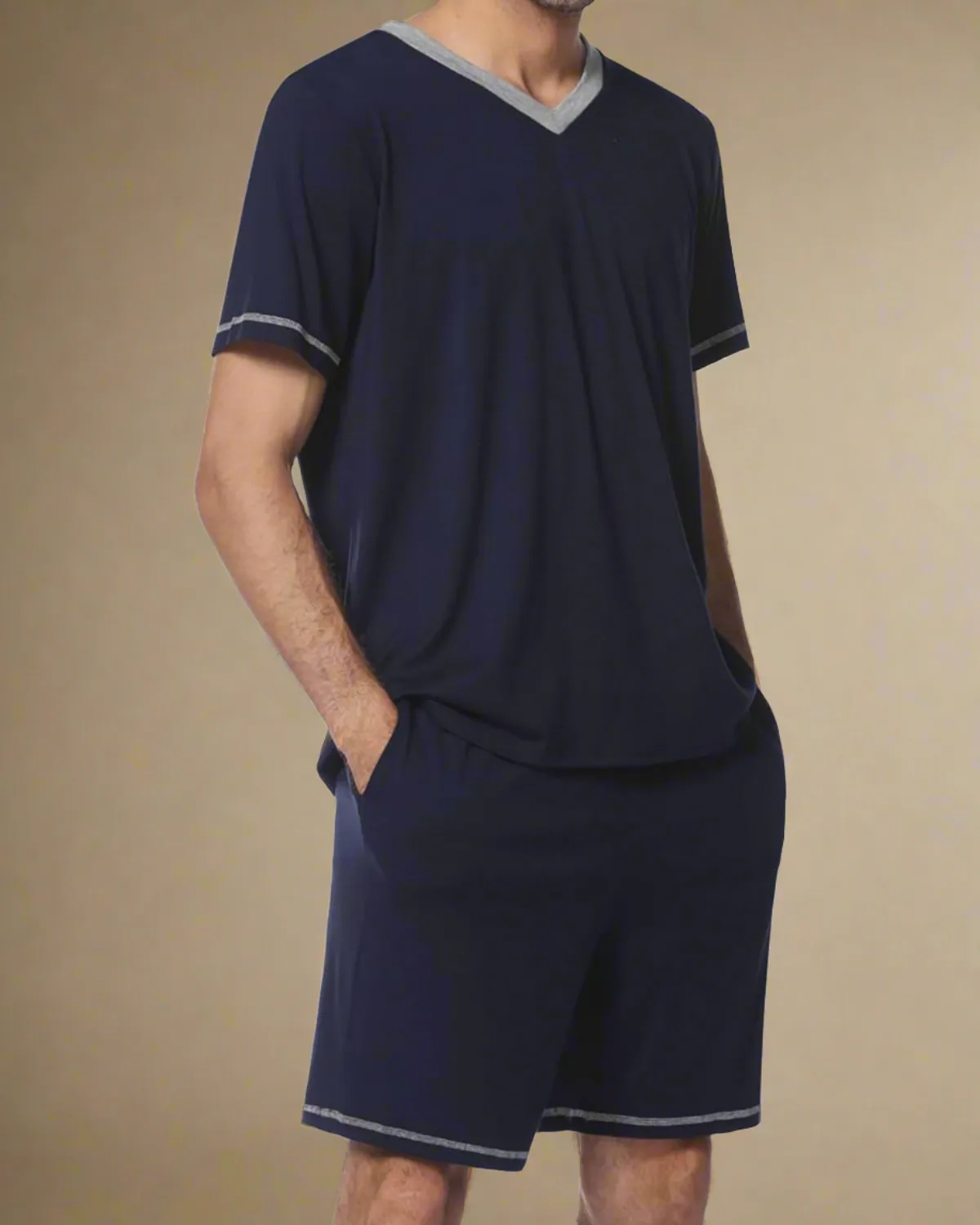 Men V-Neck T-shirt and Shorts Pyjamas