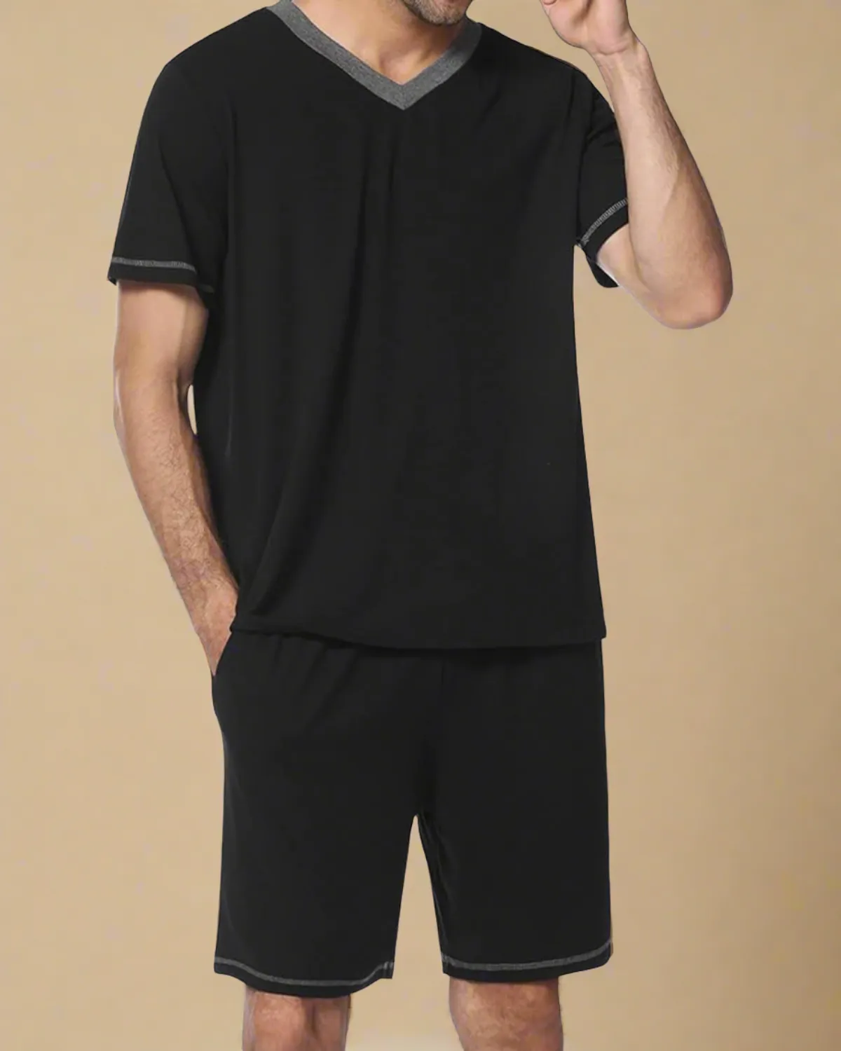 Men V-Neck T-shirt and Shorts Pyjamas